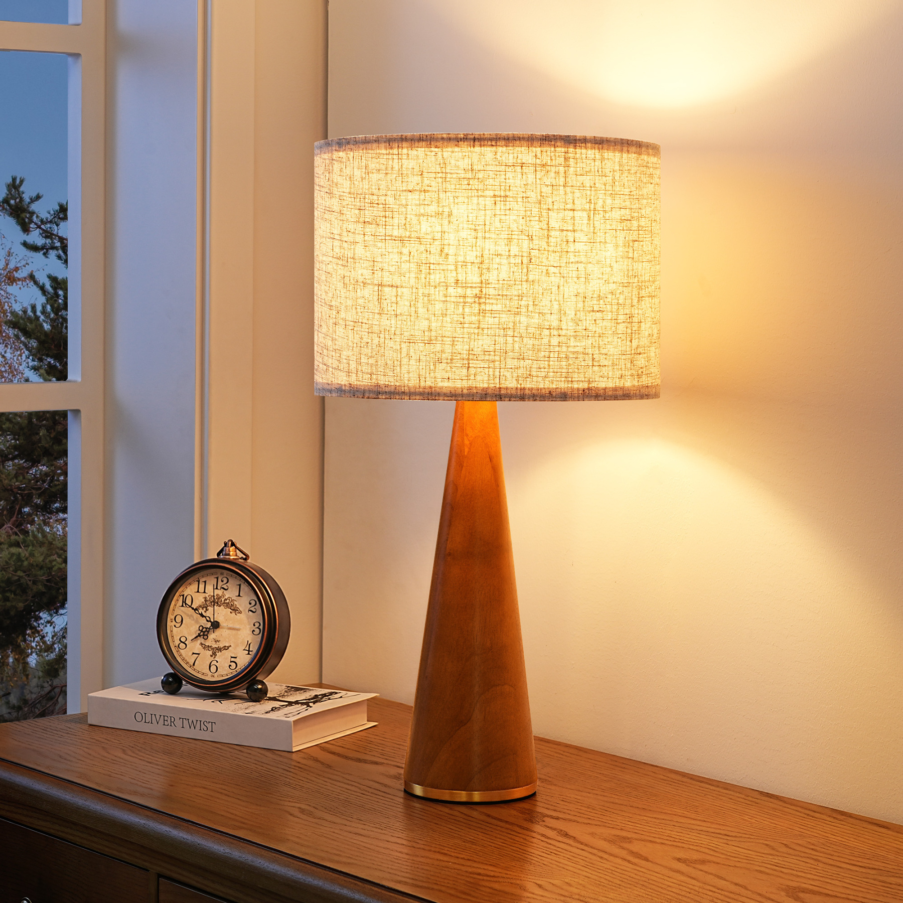 EDISHINE Solid Wood Base Table Lamp-HWTL15B