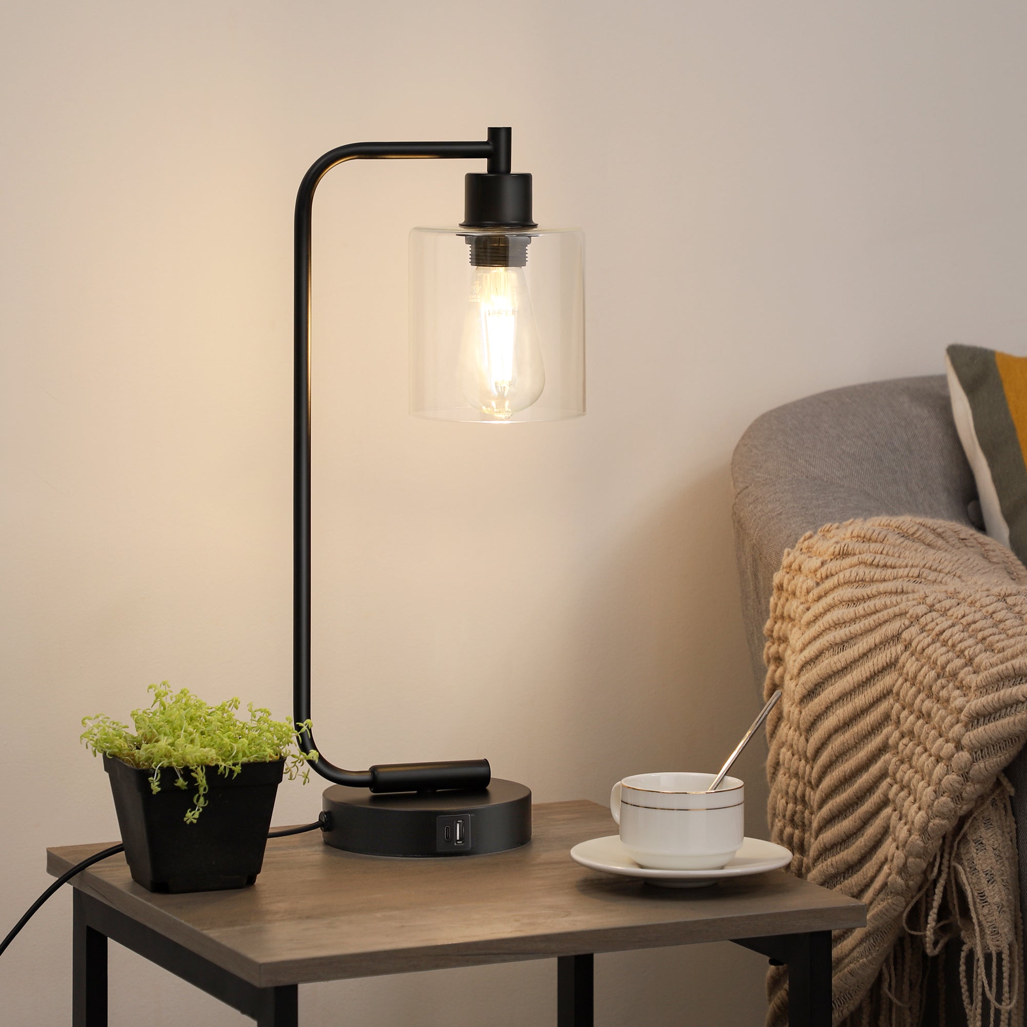 EDISHINE Dimmable Table Lamp with USB,Touch Control-HLTL02N
