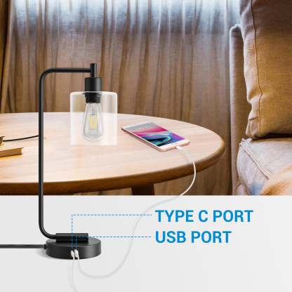 EDISHINE Dimmable Table Lamp with USB,Touch Control-HLTL02N