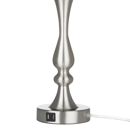 EDISHINE 20.7" Brushed Nickel Table Lamp Set with USB (Set of 2)-HLTL06F