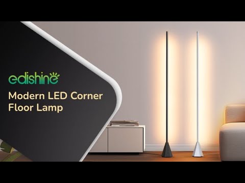 EDISHINE LED Corner Floor Lamp, Black-HFLCC1B