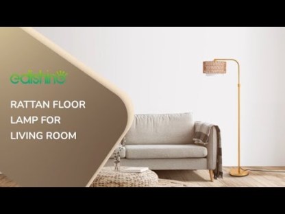 EDISHINE Farmhouse Arc Floor Lamp with Remote Dimmable LED Bulb, Gold-HFLEA1A