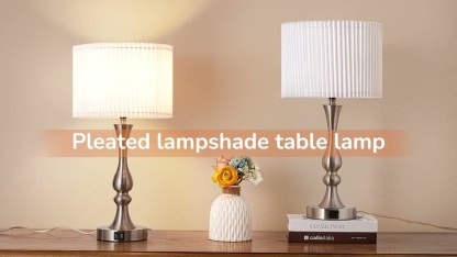 EDISHINE 20.7" Silver Touch Control Table Lamp with USB and Bulb Included-HLTL06K