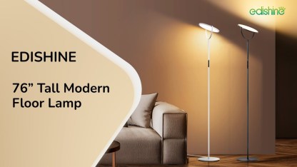 EDISHINE 76" Tall Floor Lamp, 28W 2500LM, 300° Flexible Head, 2700K-6500K Dimmable, Black-HFLAA1B