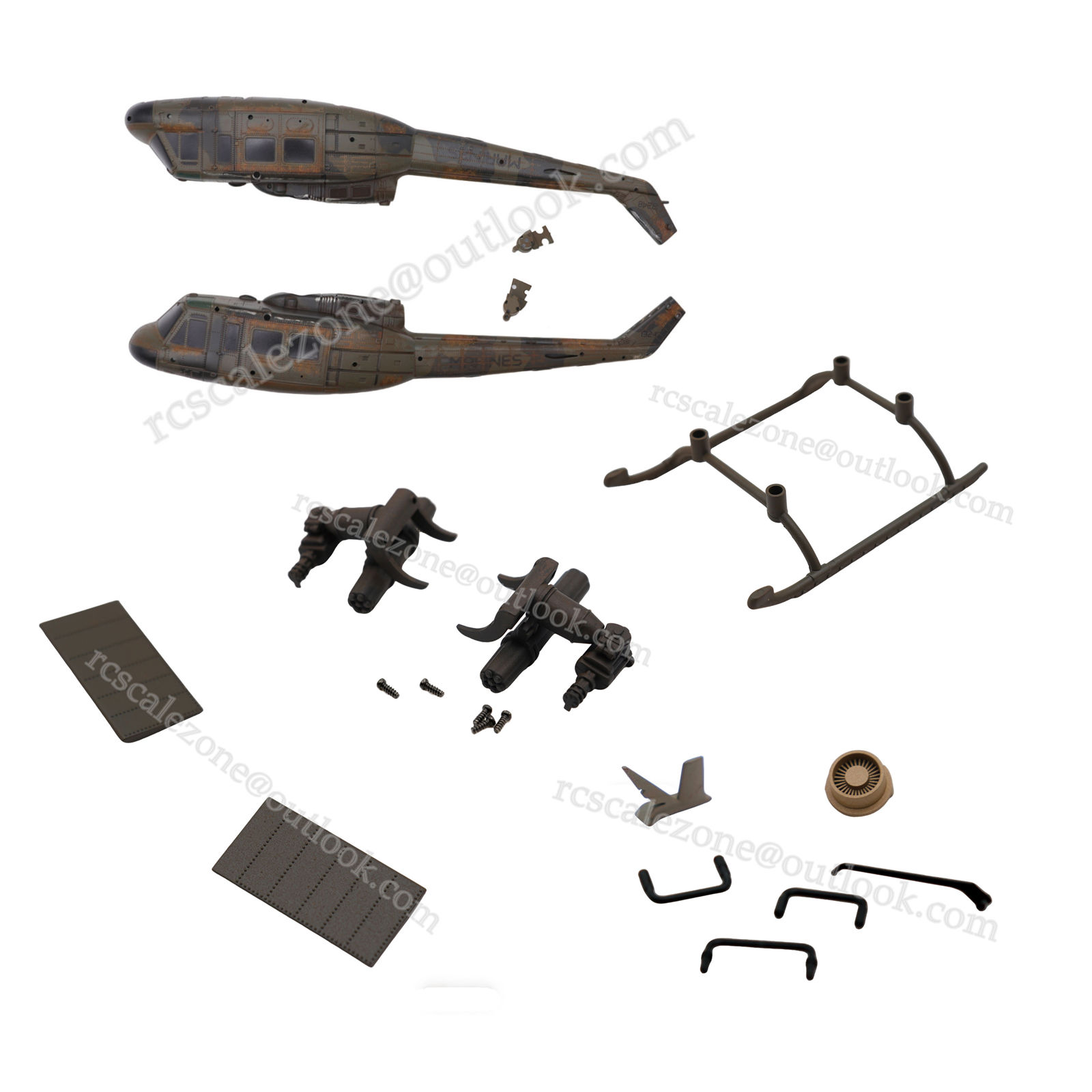 RC ERA C032 UH-1 Huey Helicopter Camouflage Weathered Fuselage Modification Kit