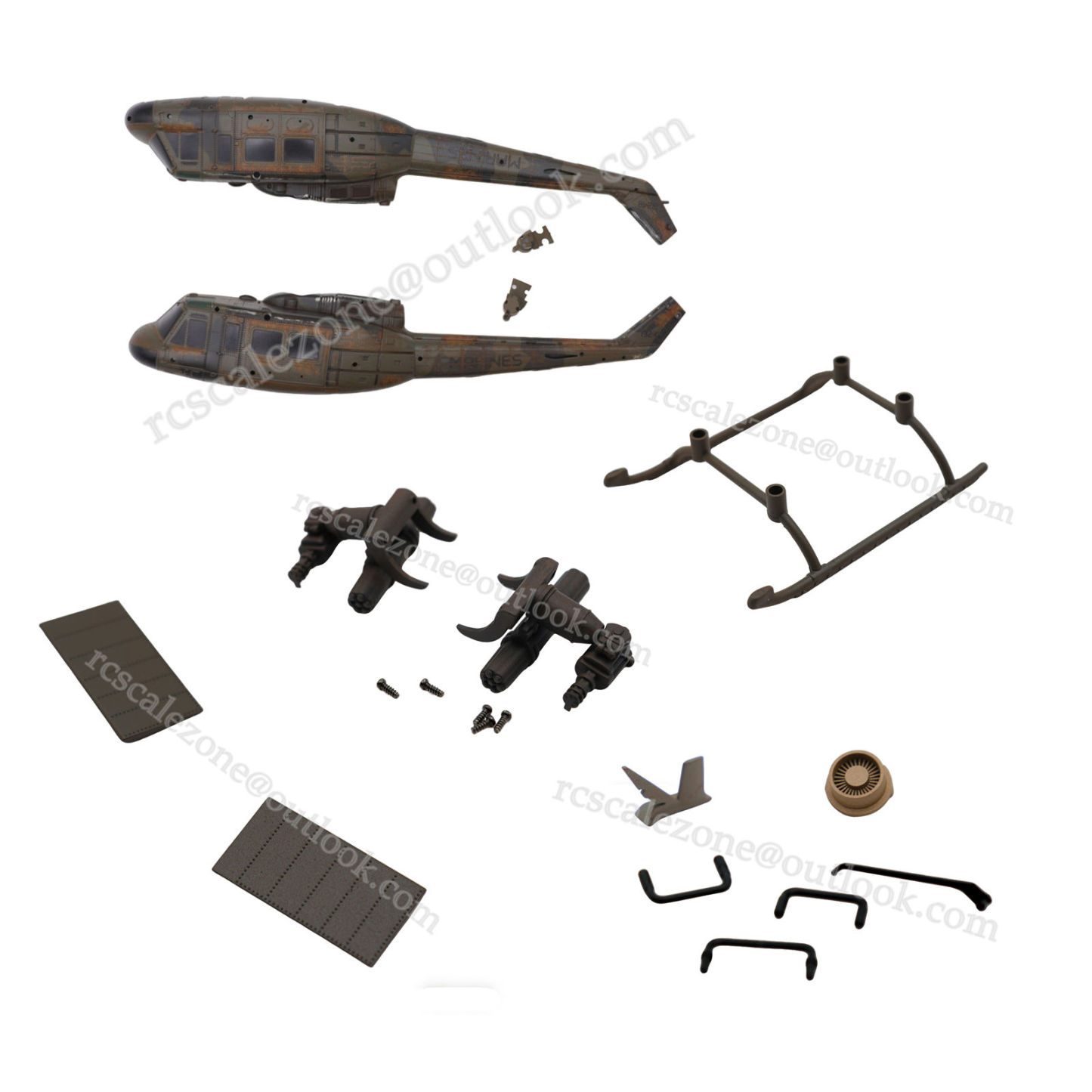 RC ERA C032 UH-1 Huey Helicopter Camouflage Weathered Fuselage Modification Kit