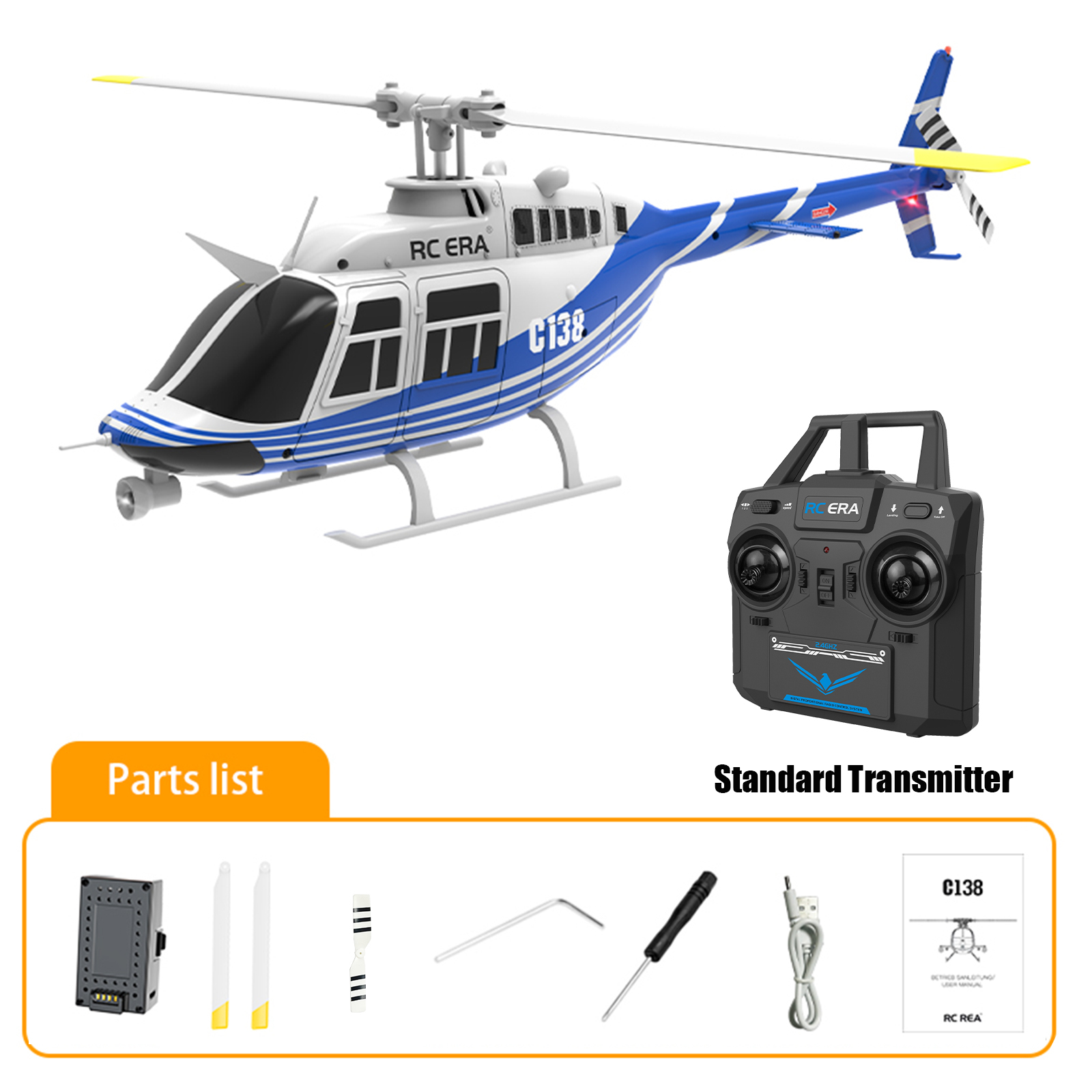 RC ERA C138 Bell 206 Gyro Stabilized Scale RC Helicopter - RTF