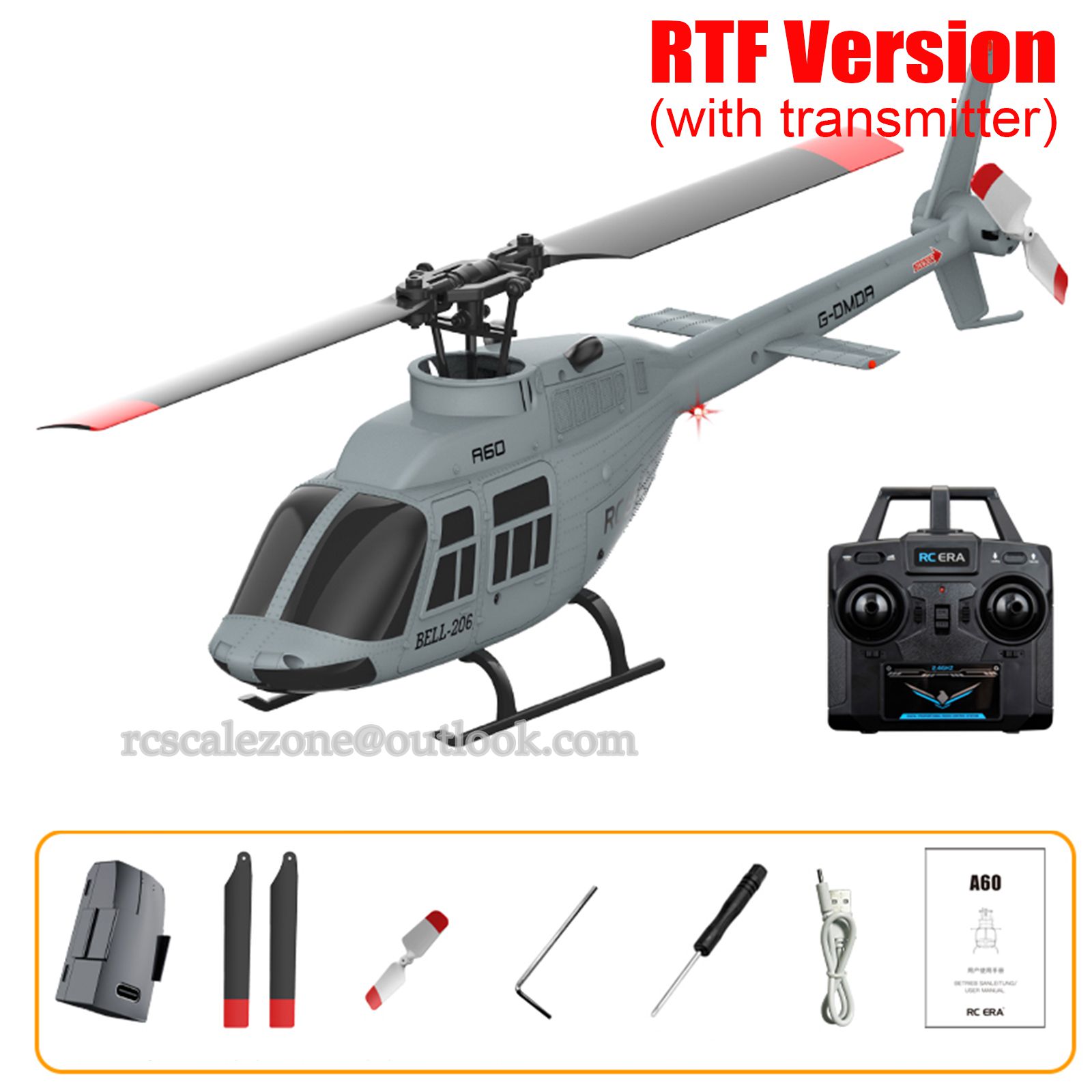 RC Scale Zone A60 Mini Bell206 Gyro Stabilized Helicopter