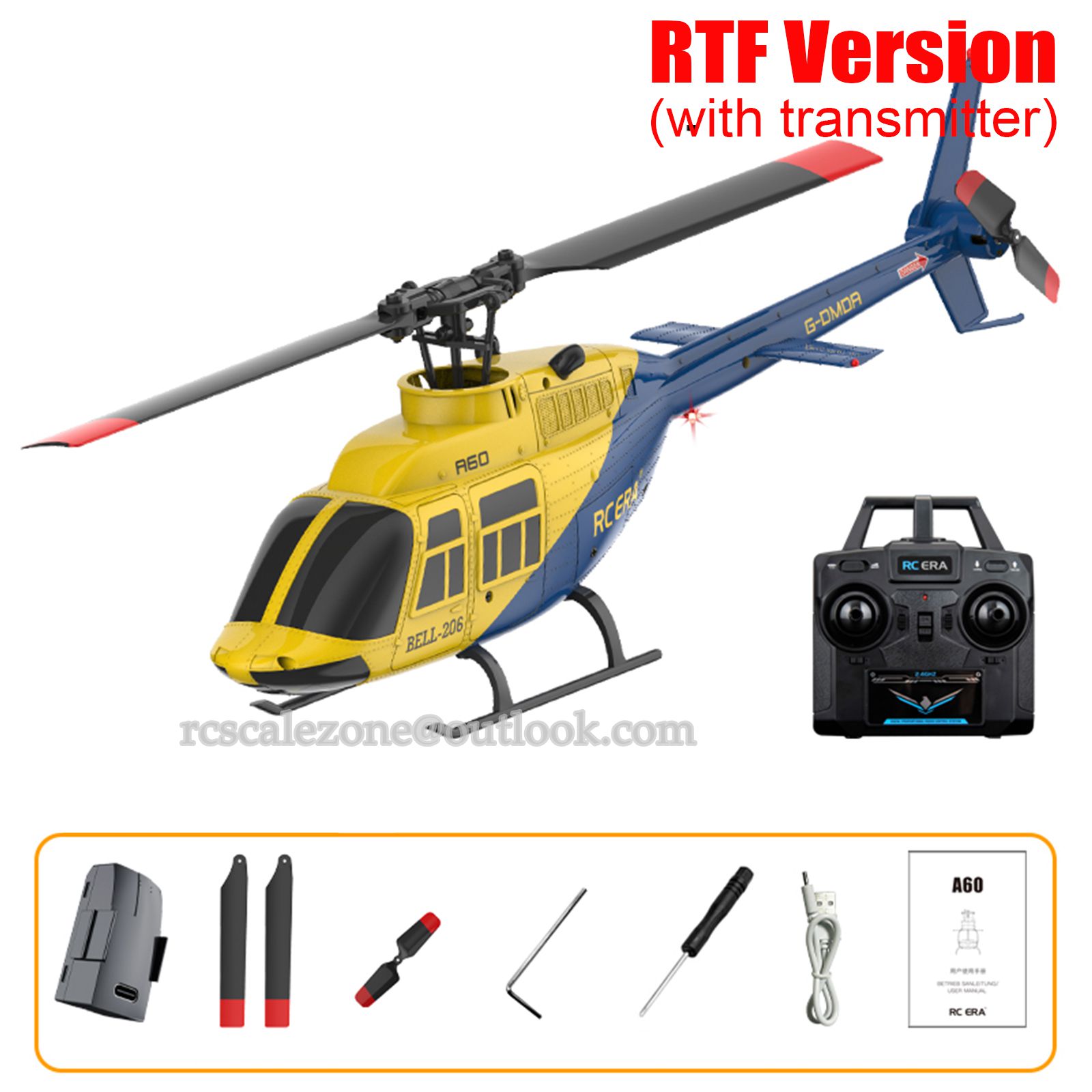 RC Scale Zone A60 Mini Bell206 Gyro Stabilized Helicopter