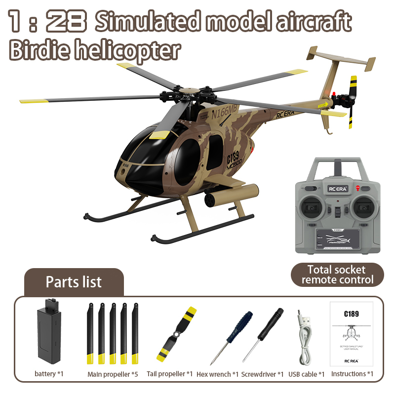 RC ERA C189 MD500 Bird 1:28 Gyro Stabilization RC Helicopter -RTF