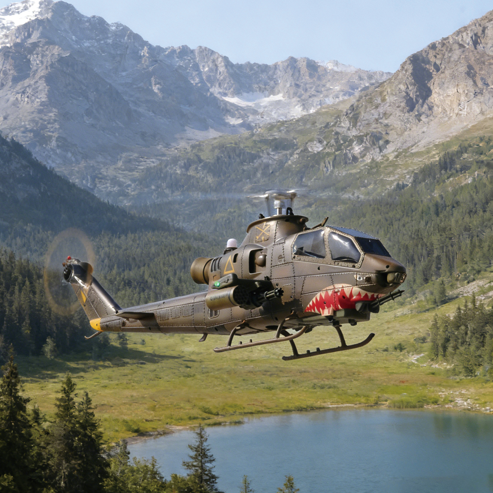 YUXIANG F112S AH-1 Cobra Green Weathered GPS Stabilized Helicopter - RTF