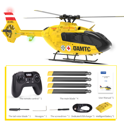 YuXiang F06 1:36 EC135 Scale Flybarless RC Helicopter -RTF (Yellow Fuselage)