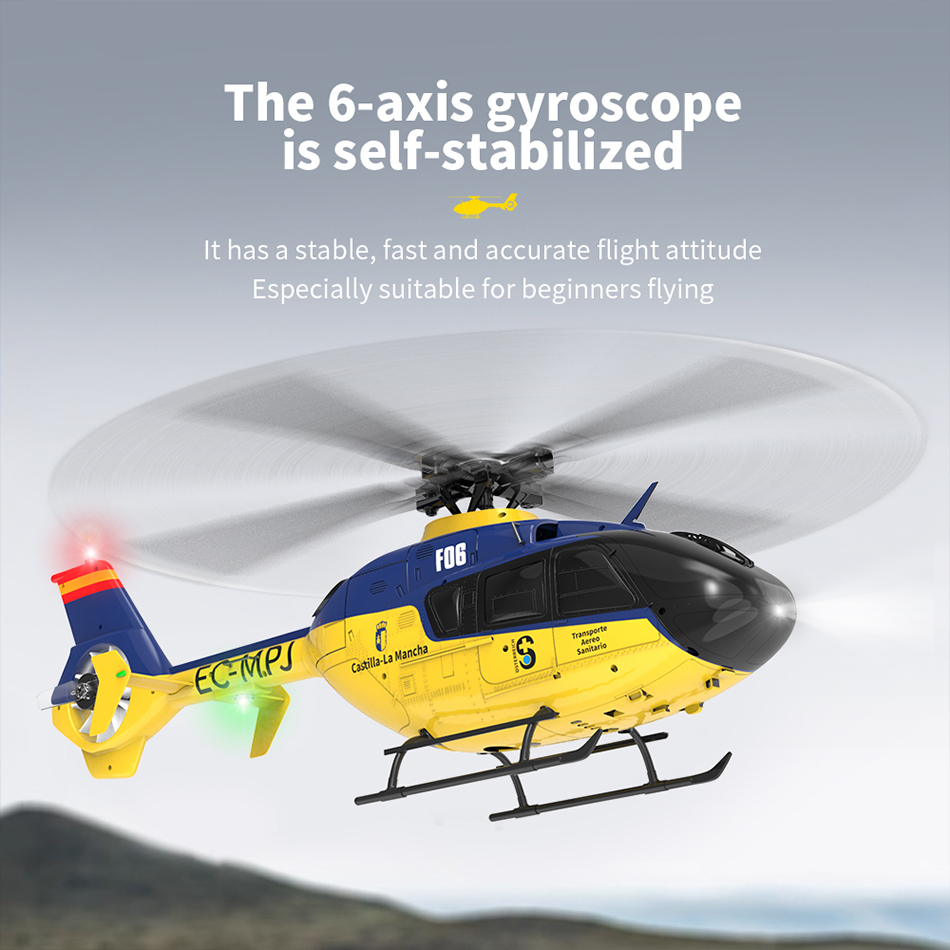 YuXiang F06 EC135 Scale Gyro Stabilized 6CH RC Helicopter - RTF (Blue Yellow Fuselage)