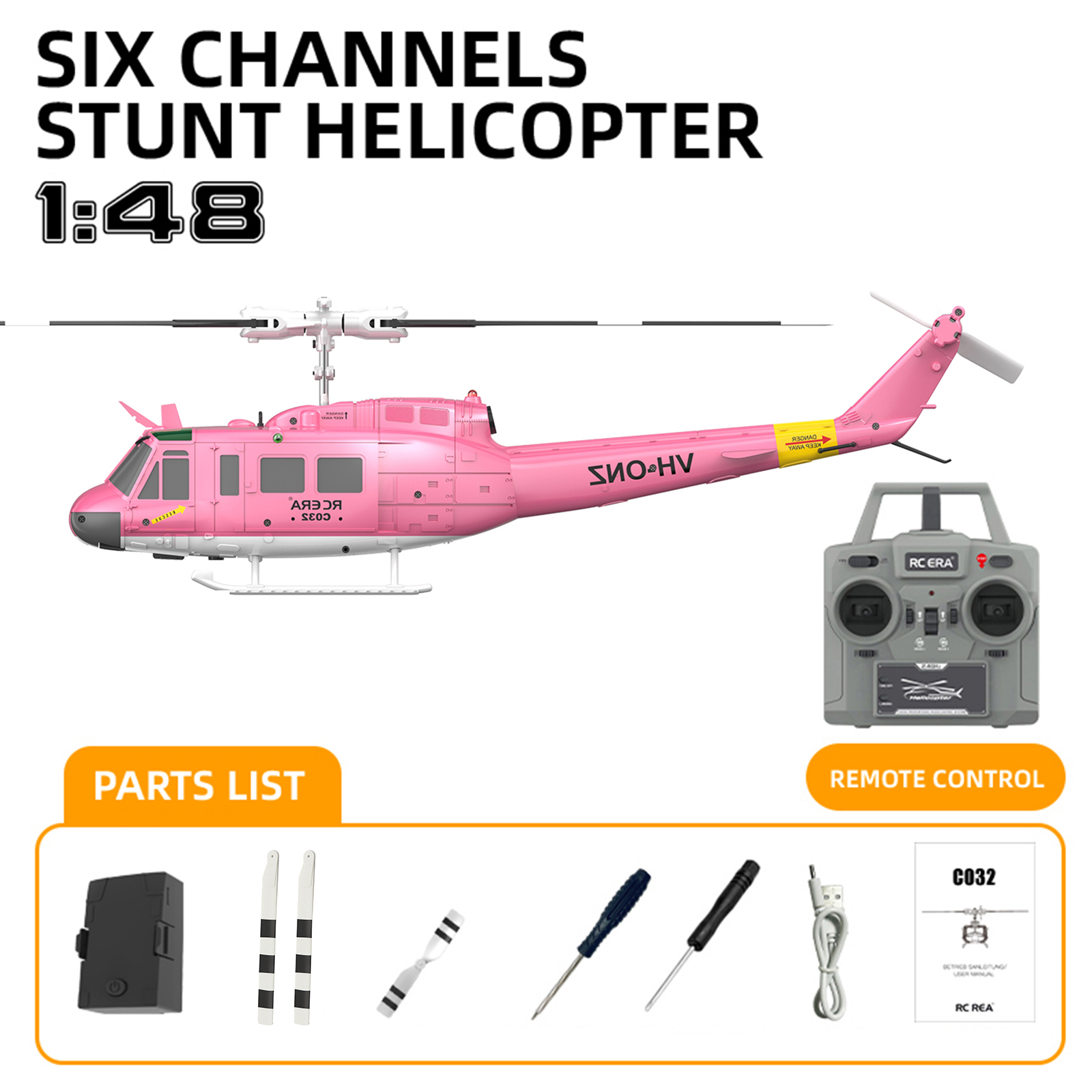 RC ERA C032 Weathered Marine UH1 Huey Gyro Stabilized Helicopter