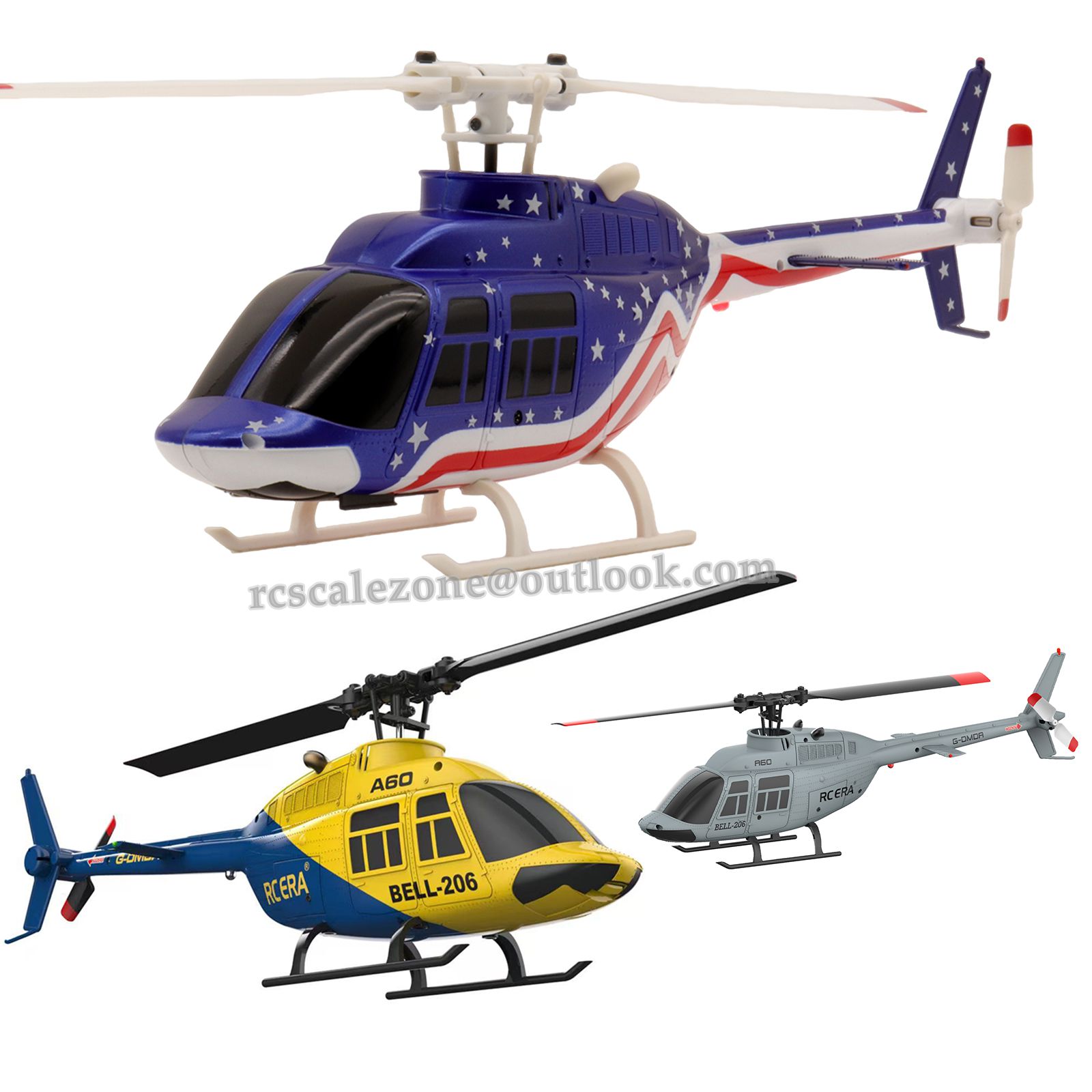 RC Scale Zone A60 Mini Bell206 Gyro Stabilized Helicopter