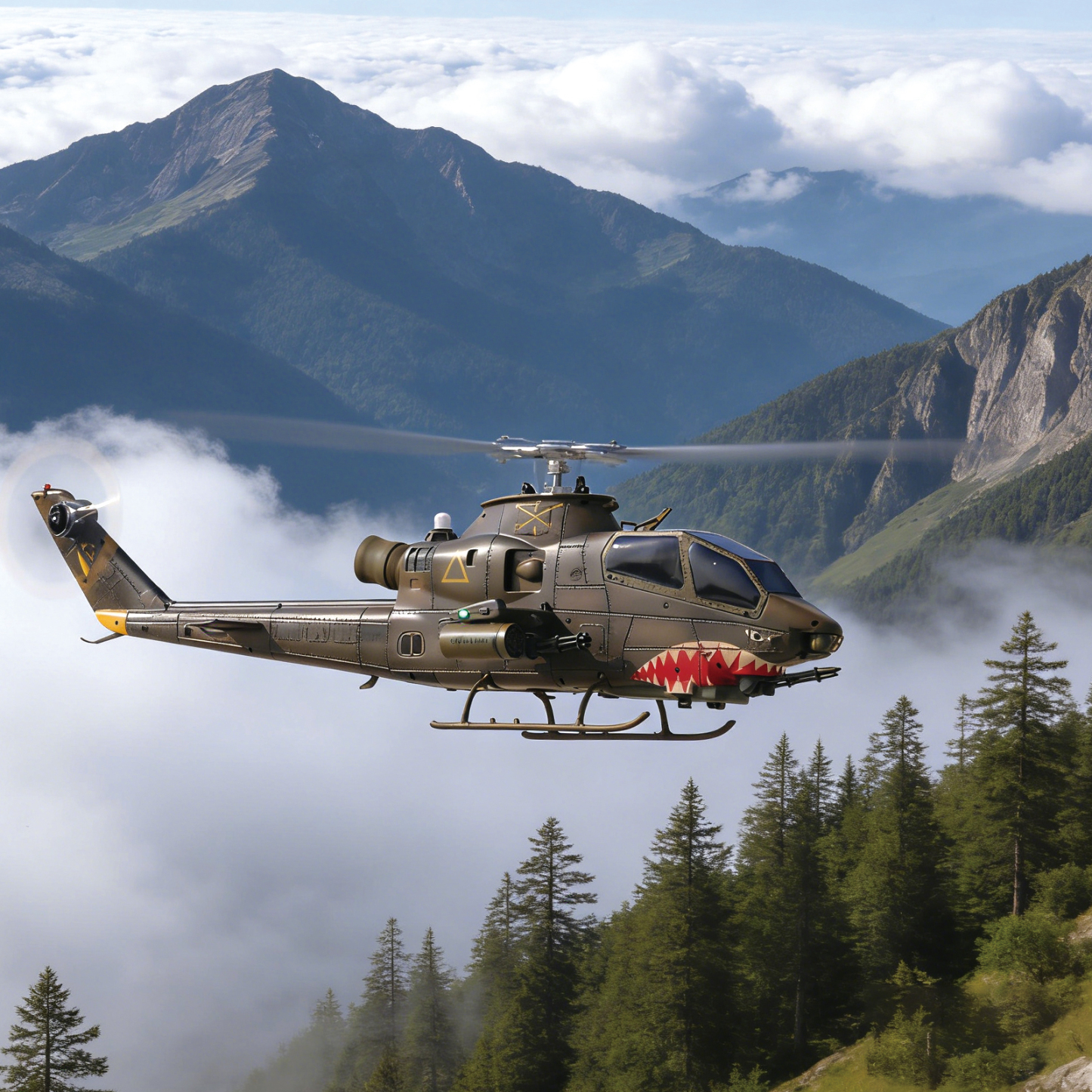 YUXIANG F112S AH-1 Cobra Green Weathered GPS Stabilized Helicopter - RTF