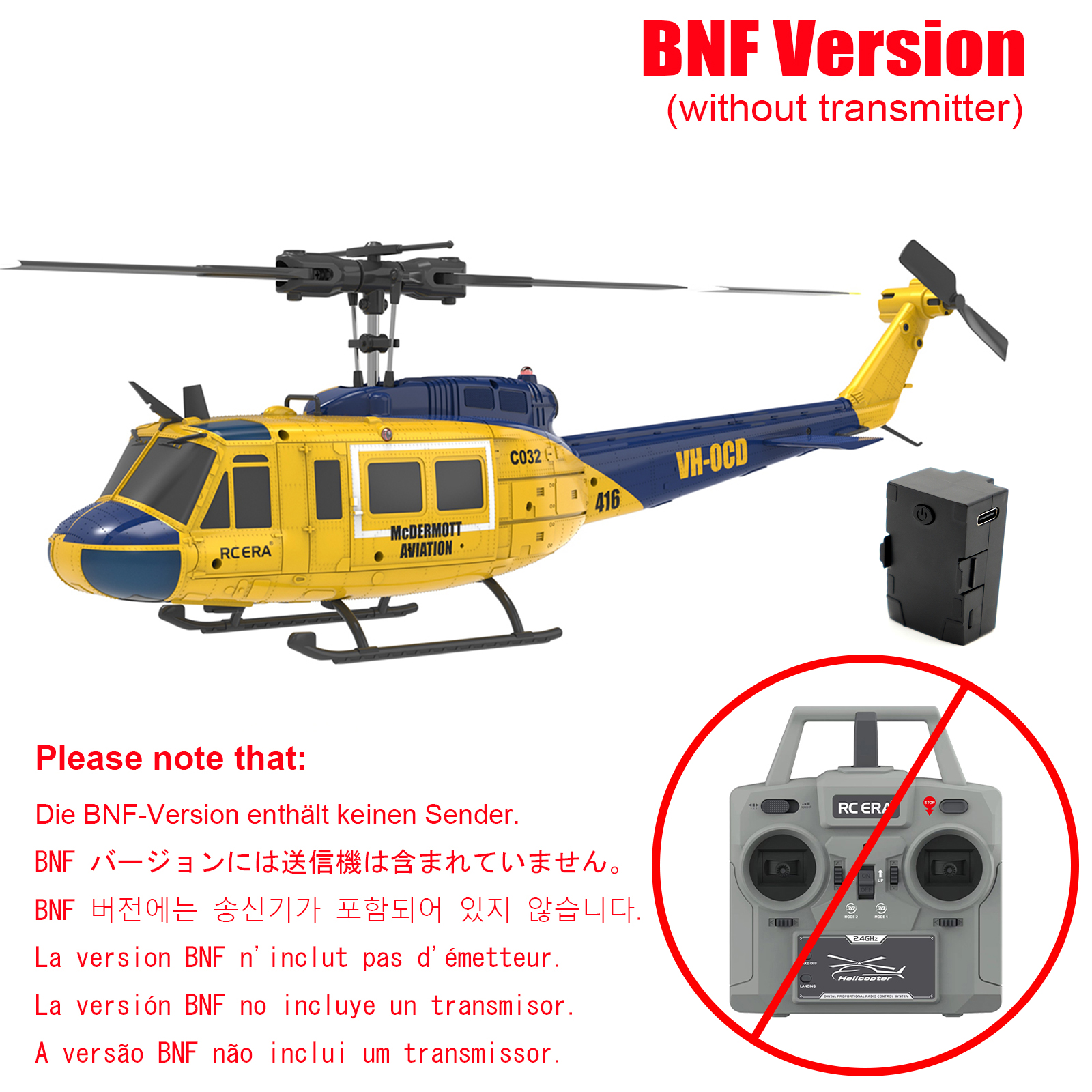 RC ERA C032 Weathered Marine UH1 Huey Gyro Stabilized Helicopter