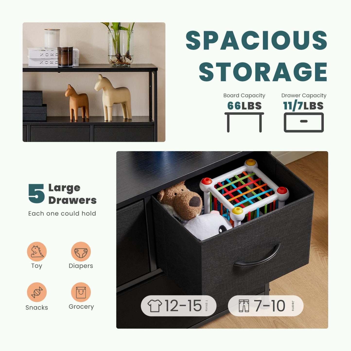 Dresser for Bedroom, Drawer Dresser Organizer Storage Drawers Fabric Storage Tower