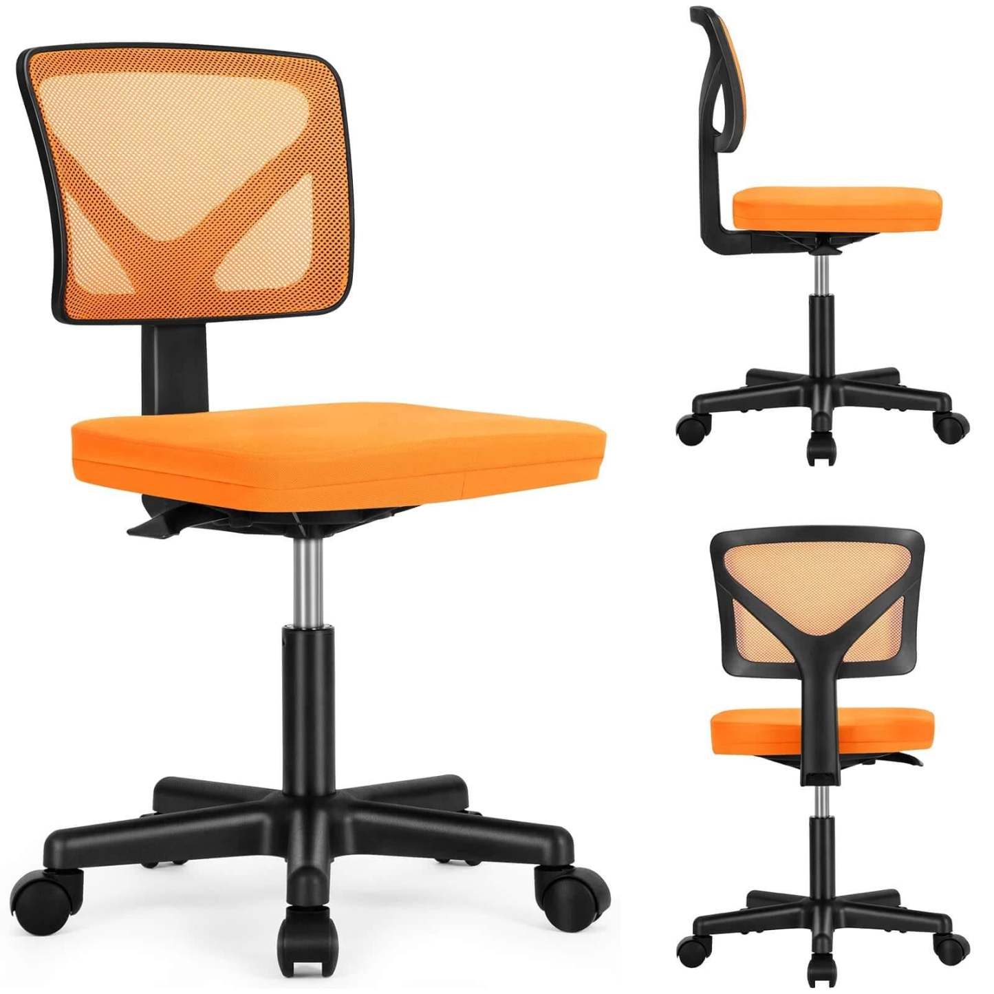 Armless Mesh Office Chair, Ergonomic Computer Desk Chair
