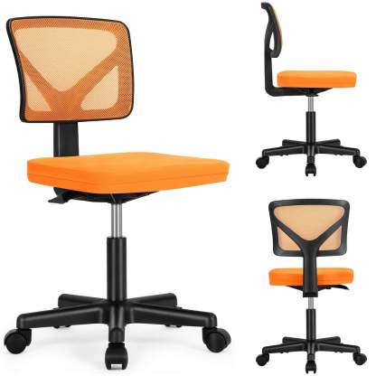 Armless Mesh Office Chair, Ergonomic Computer Desk Chair
