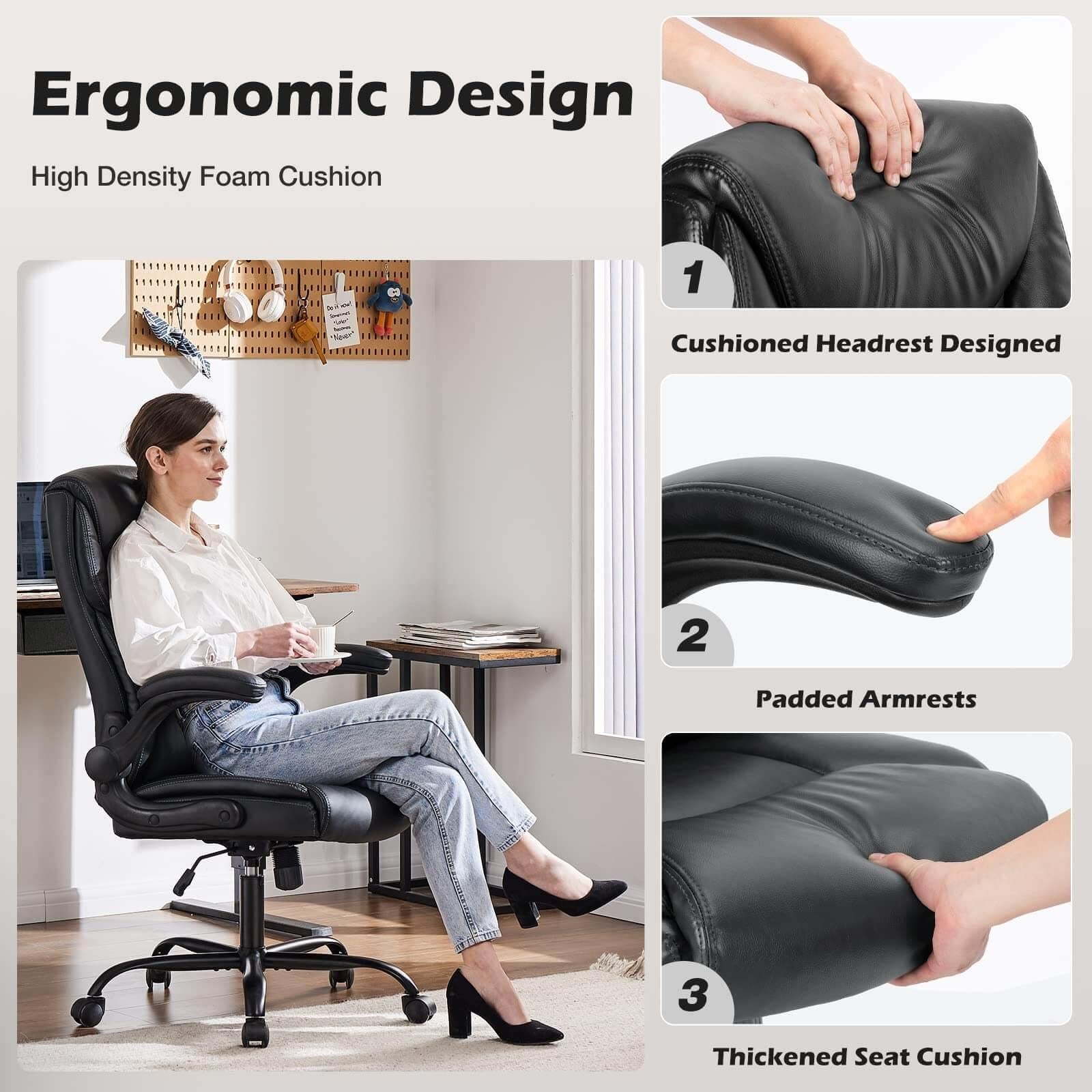 Big and Tall Office High Back Ergonomic Executive Desk Extra Wide Seat