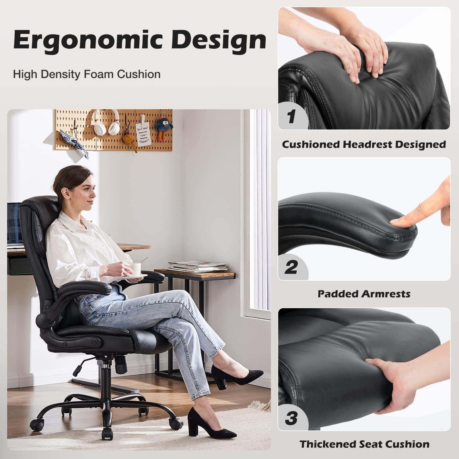 Big and Tall Office High Back Ergonomic Executive Desk Extra Wide Seat