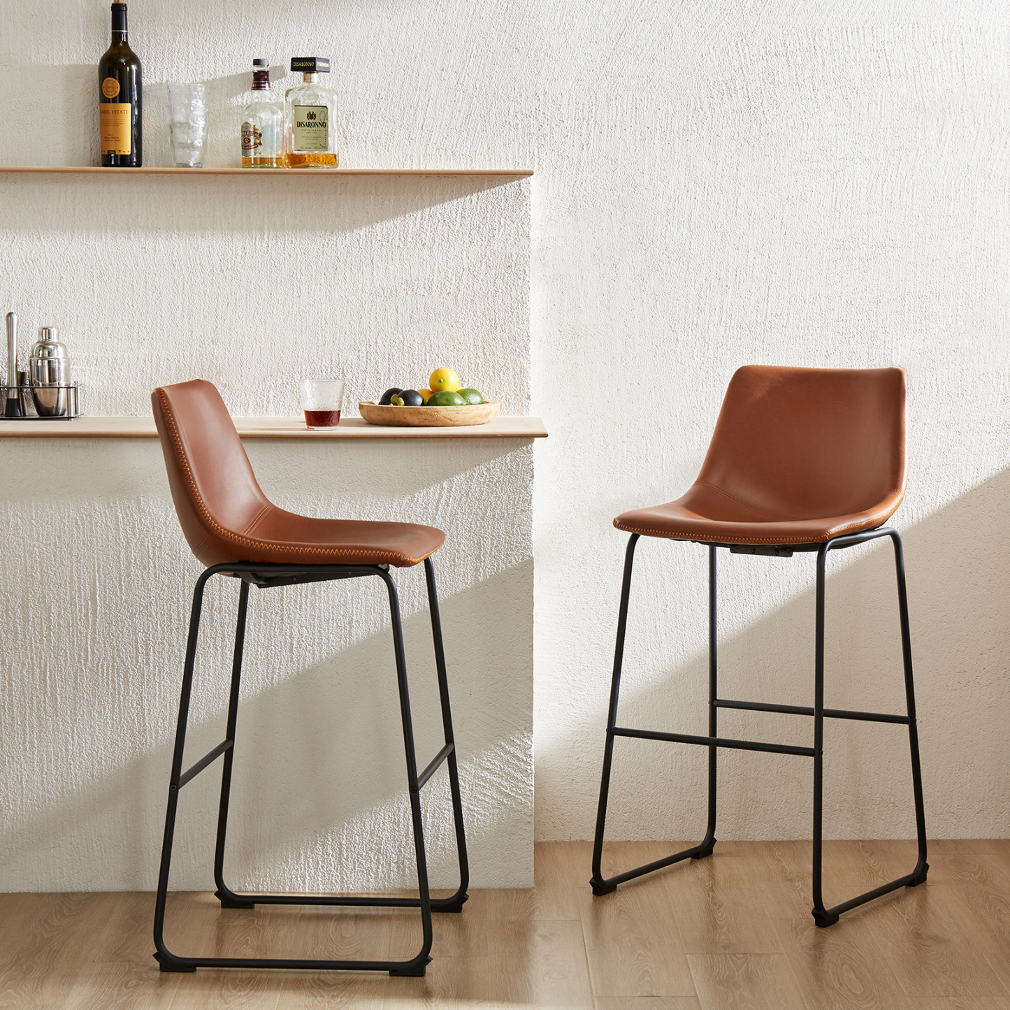 Metal Bar Stools Counter Height- Dining Chair Set of 2