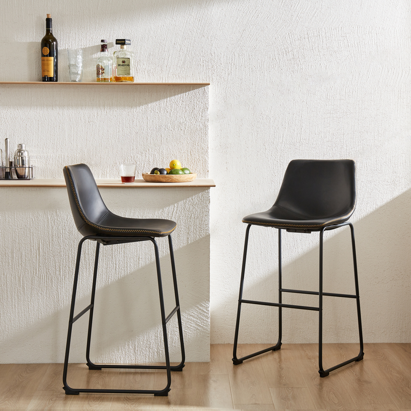 Metal Bar Stools Counter Height- Dining Chair Set of 2