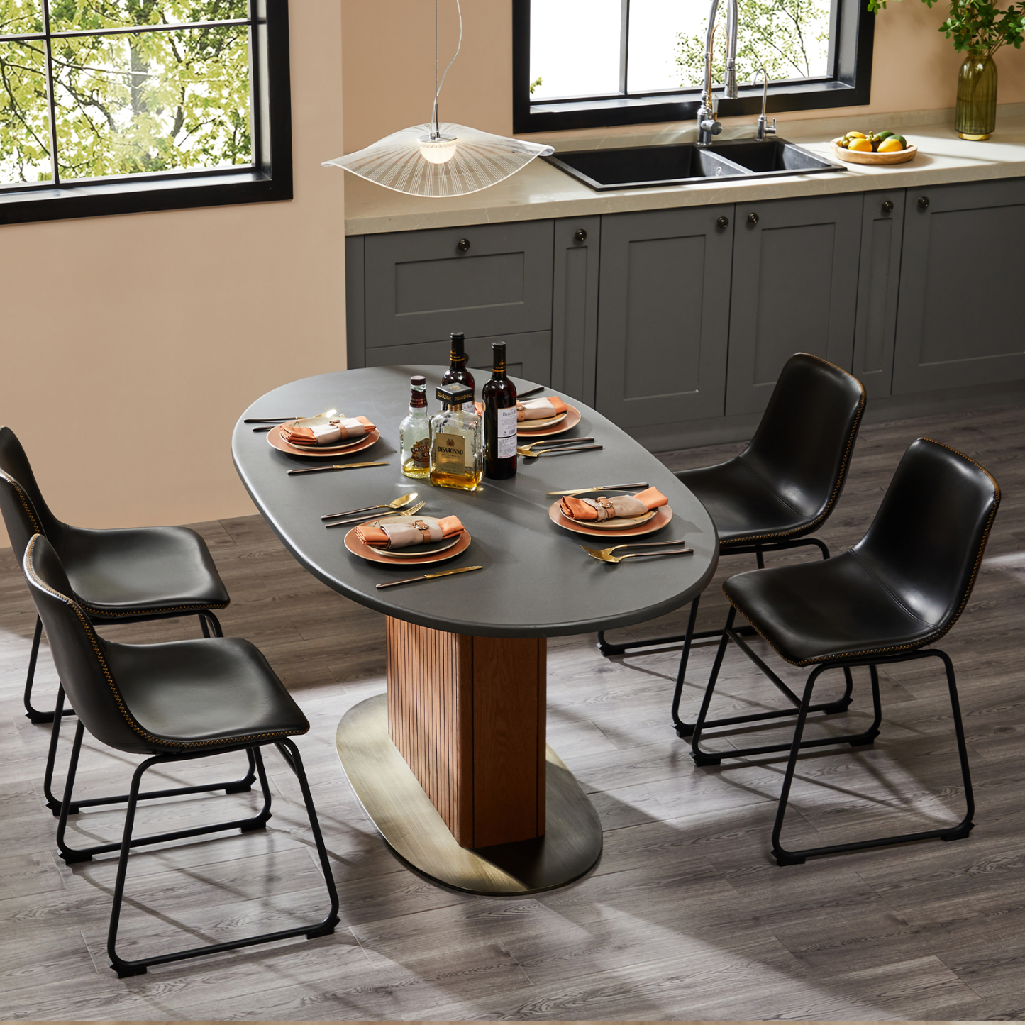 Metal Bar Stools Counter Height- Dining Chair Set of 2