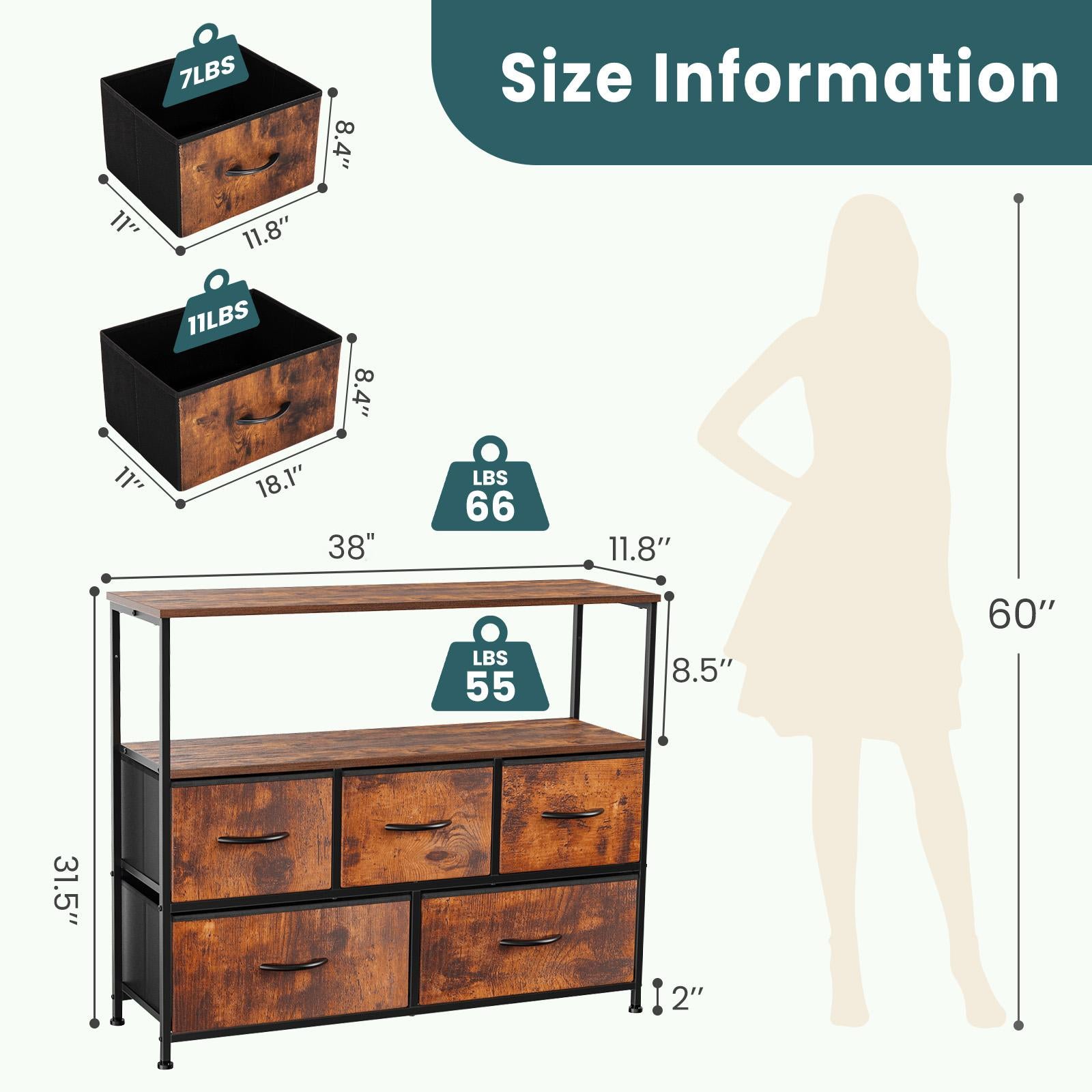 Dresser for Bedroom, Drawer Dresser Organizer Storage Drawers Fabric Storage Tower