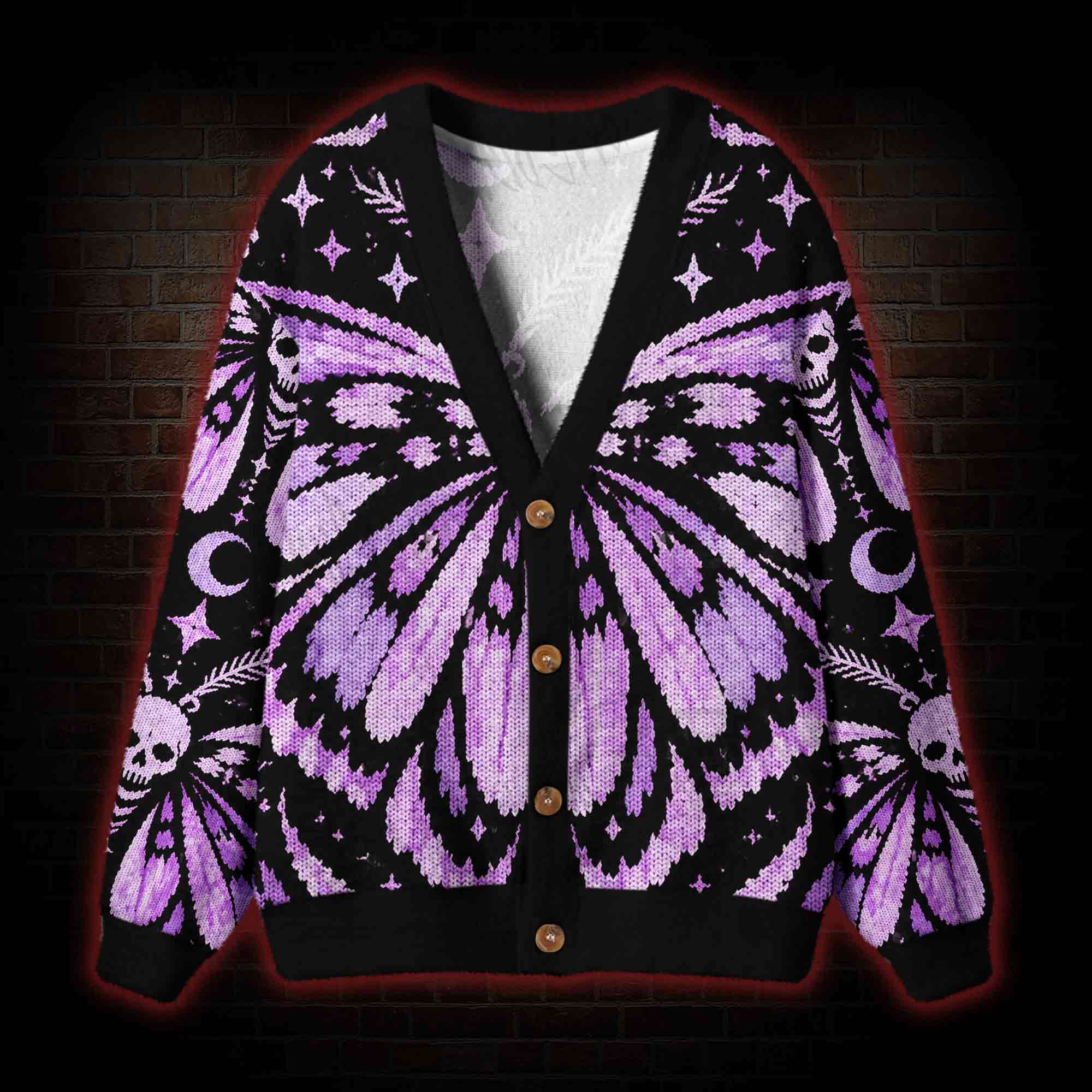 Gothic Purple Death Moth Cardigan Sweater