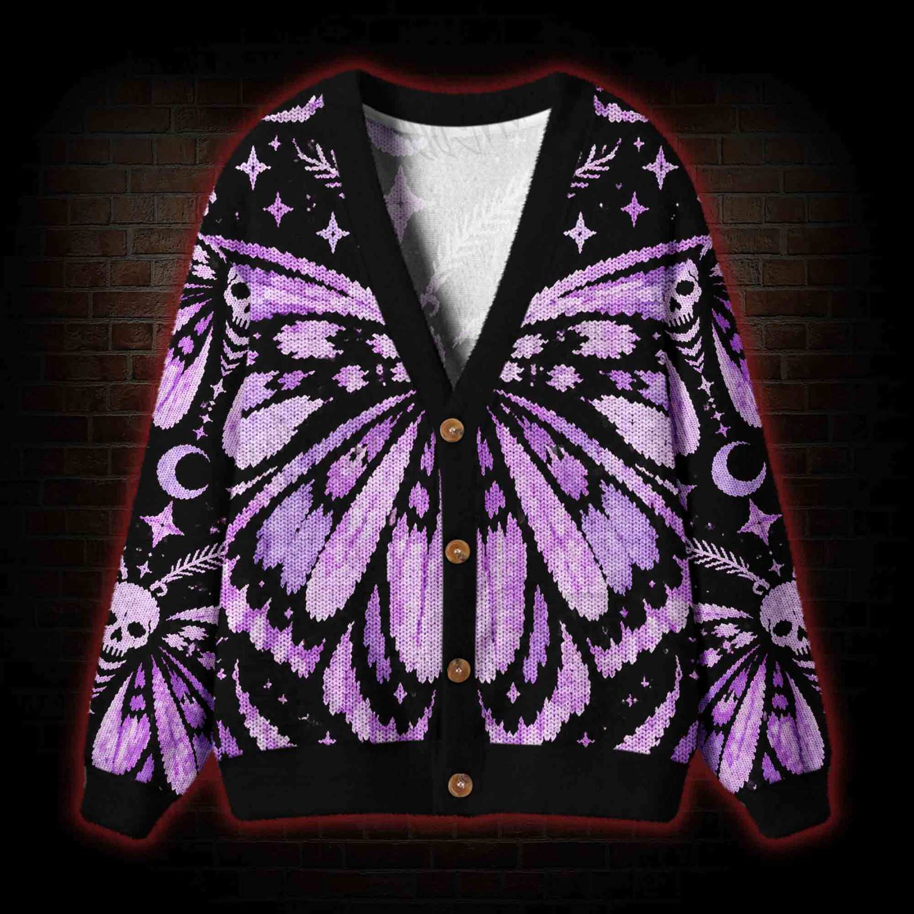 Gothic Purple Death Moth Cardigan Sweater