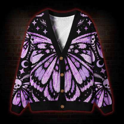 Gothic Purple Death Moth Cardigan Sweater