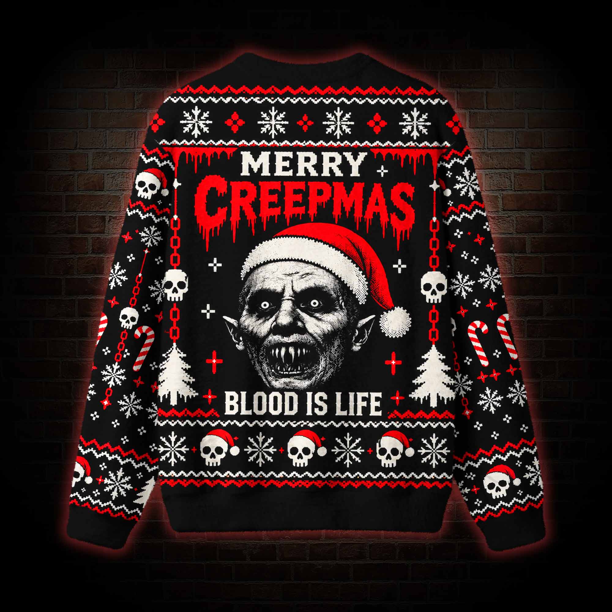 Merry Creepmas Blood is Life  Ugly Sweatshirts