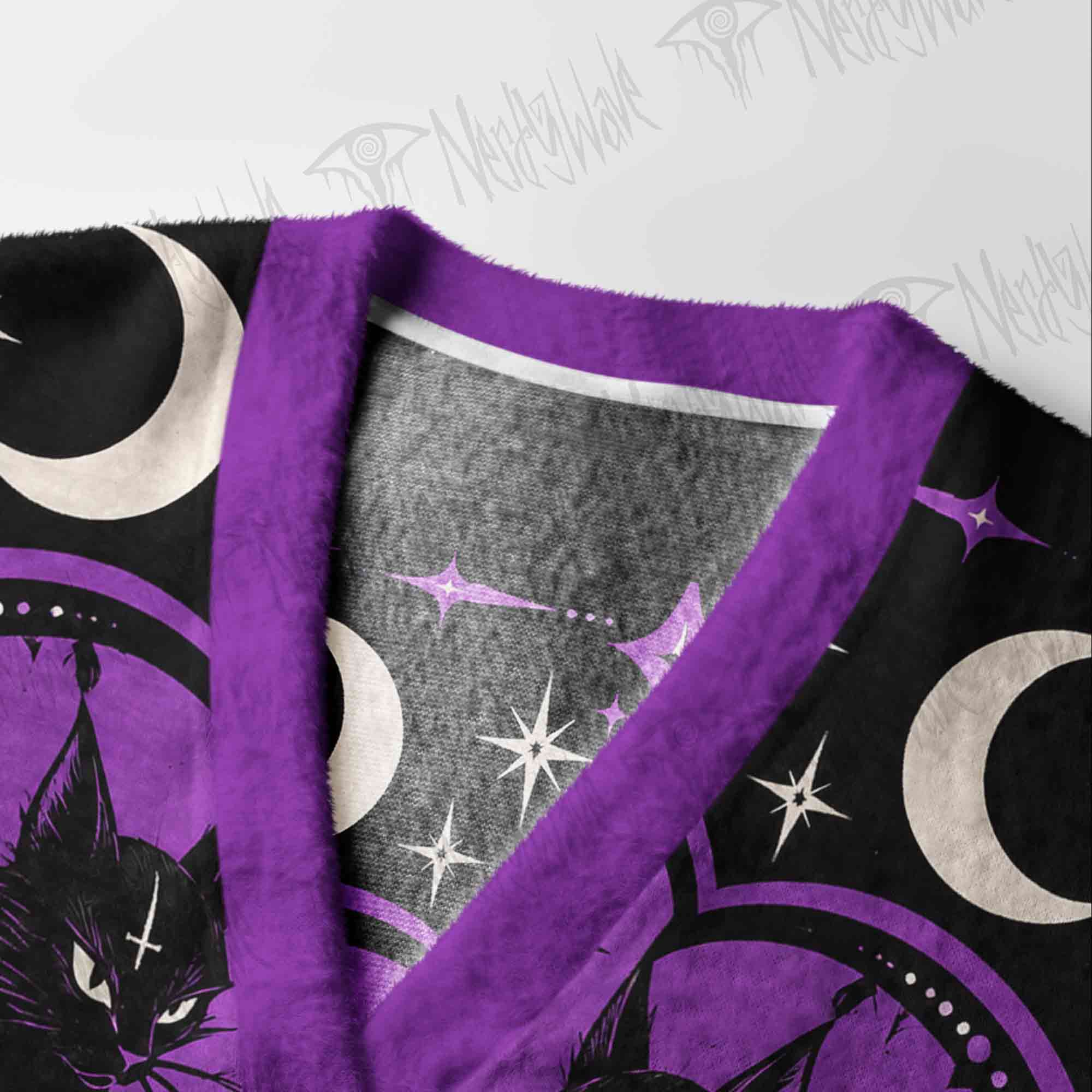 Vintage Gothic Black Cat Cardigan Sweater