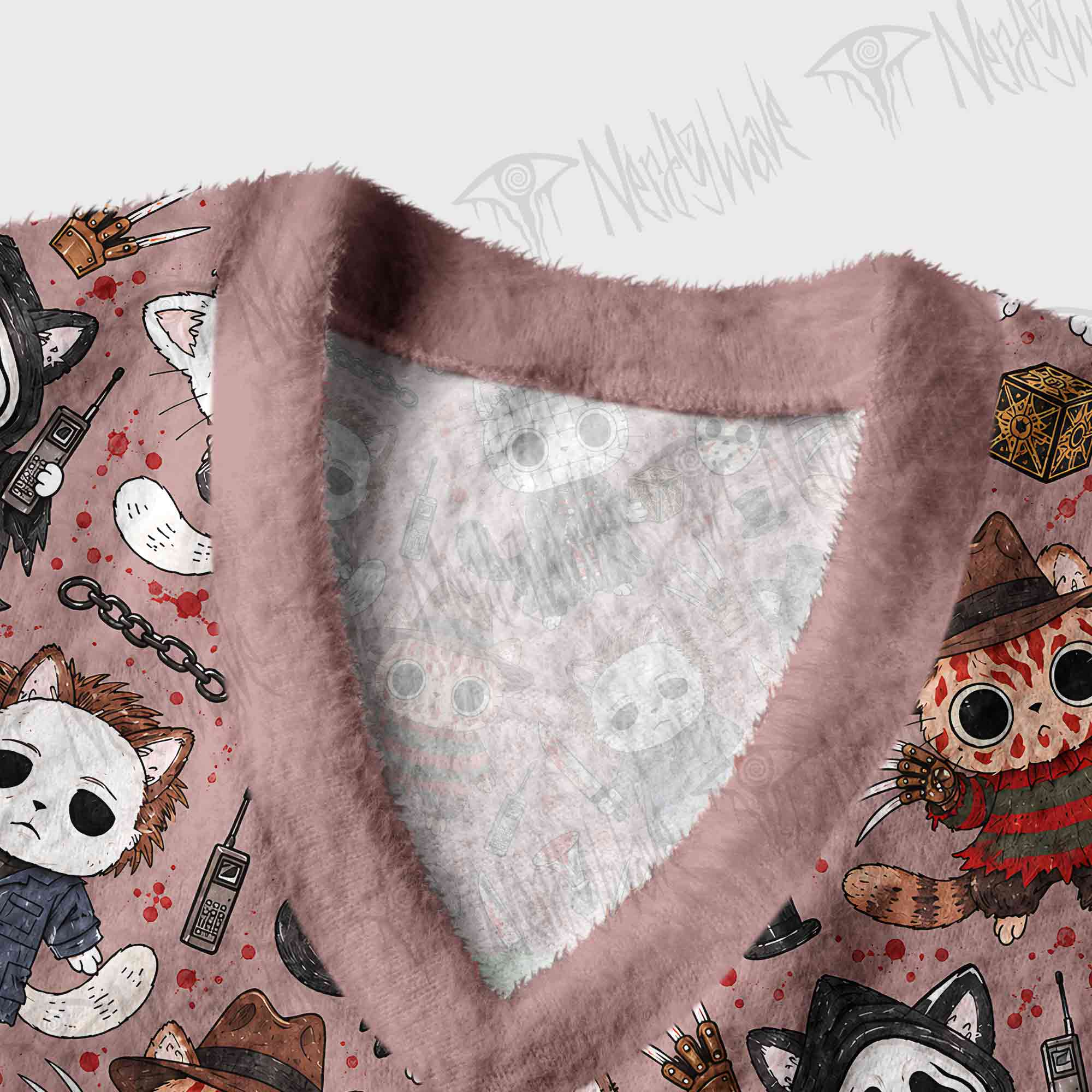Cute Horror Slasher Cats Ugly Sweater Vest
