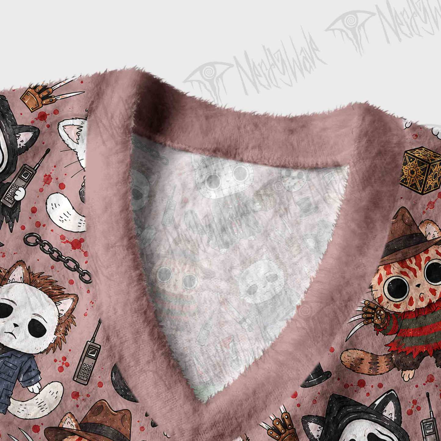 Cute Horror Slasher Cats Ugly Sweater Vest