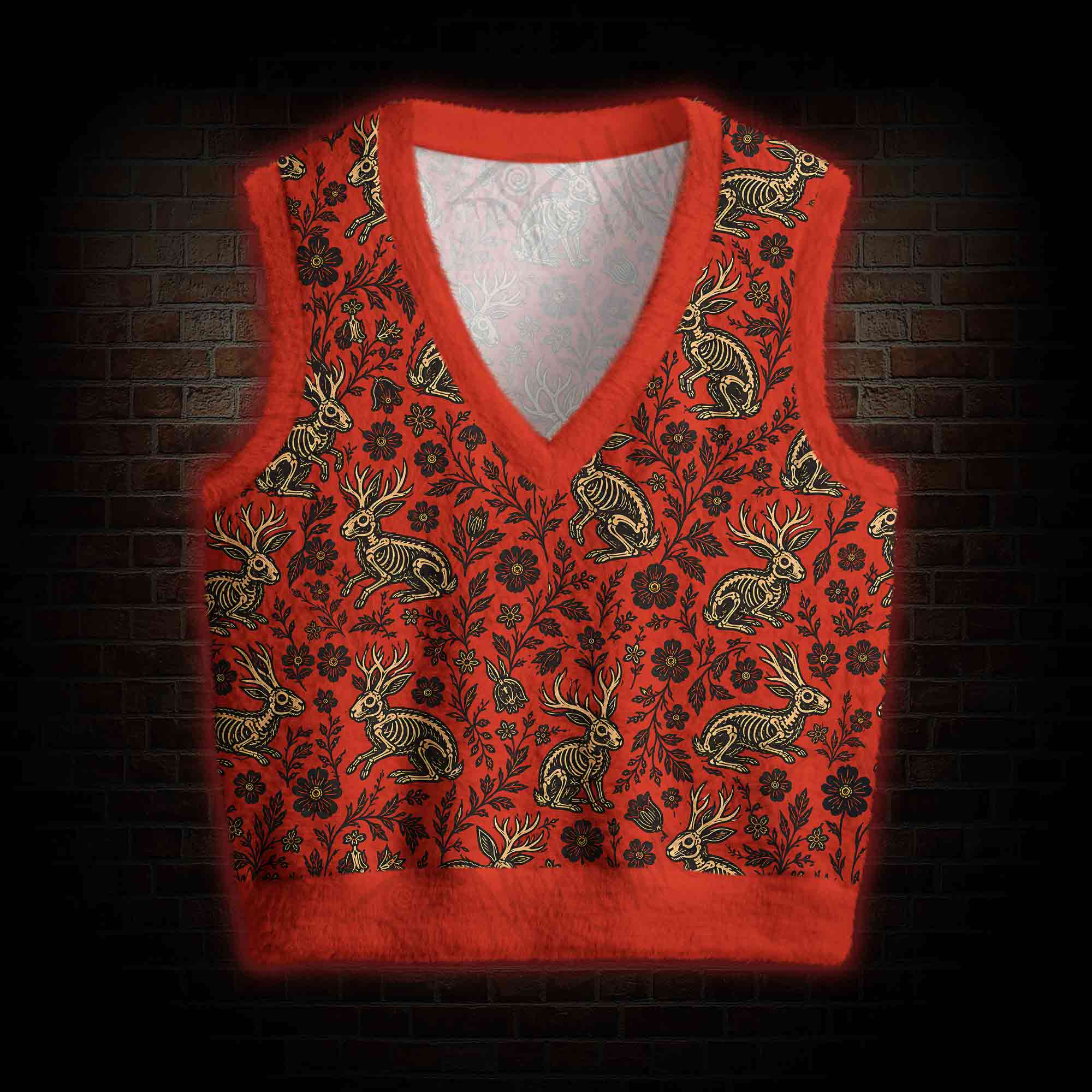 Jacklope and Flower Ugly Sweater Vest