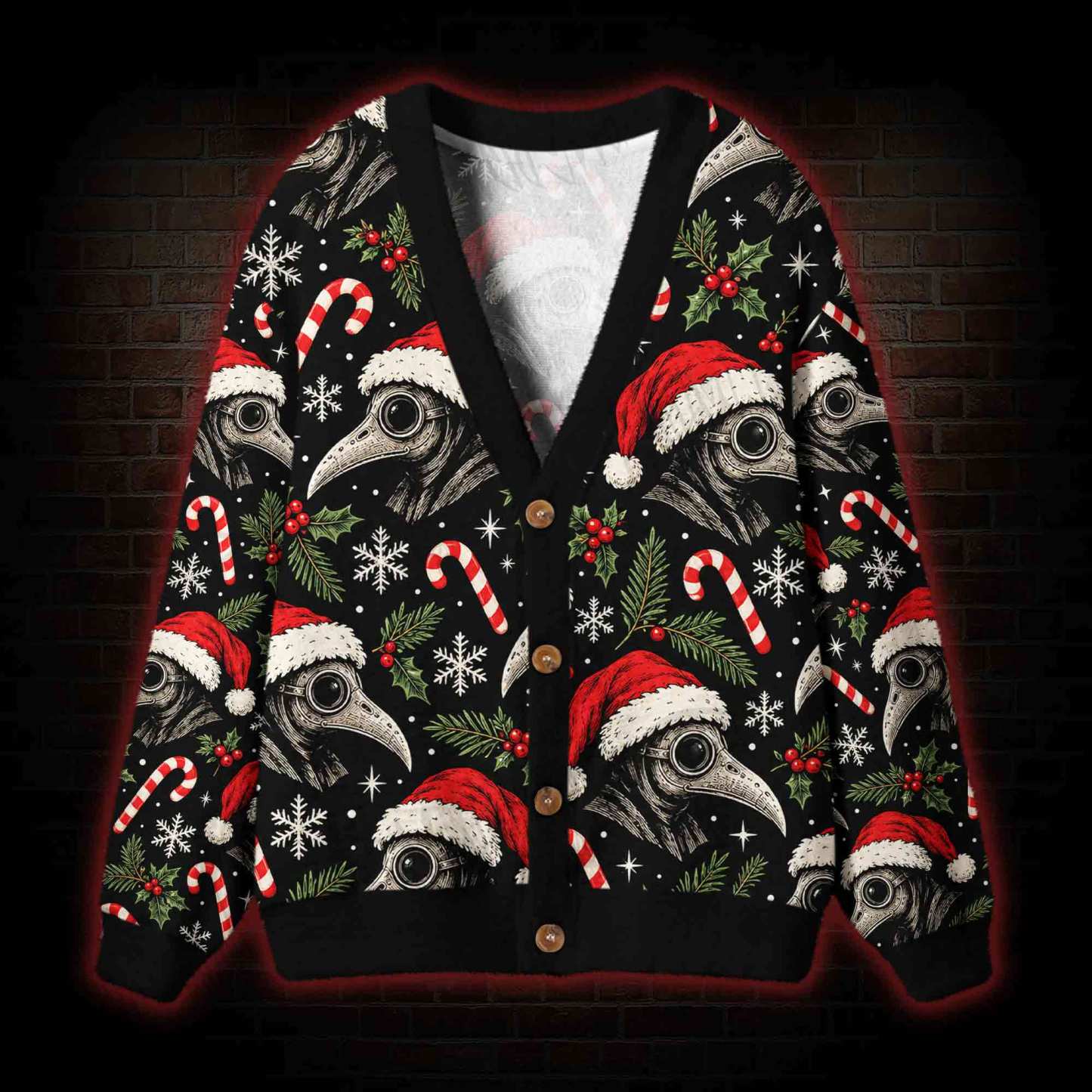 Santa Plague Doctor Cardigan Sweater