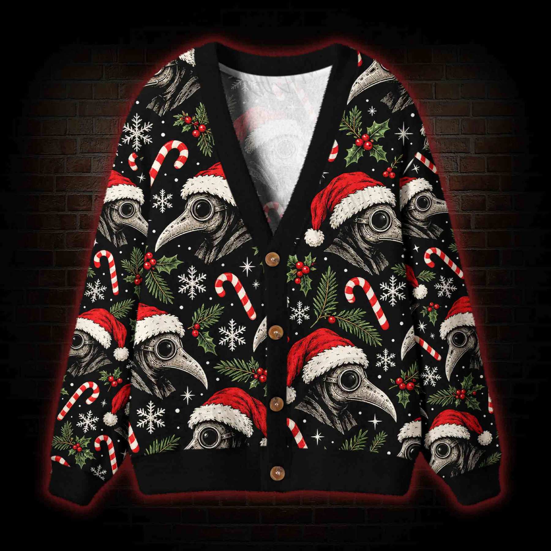 Santa Plague Doctor Cardigan Sweater