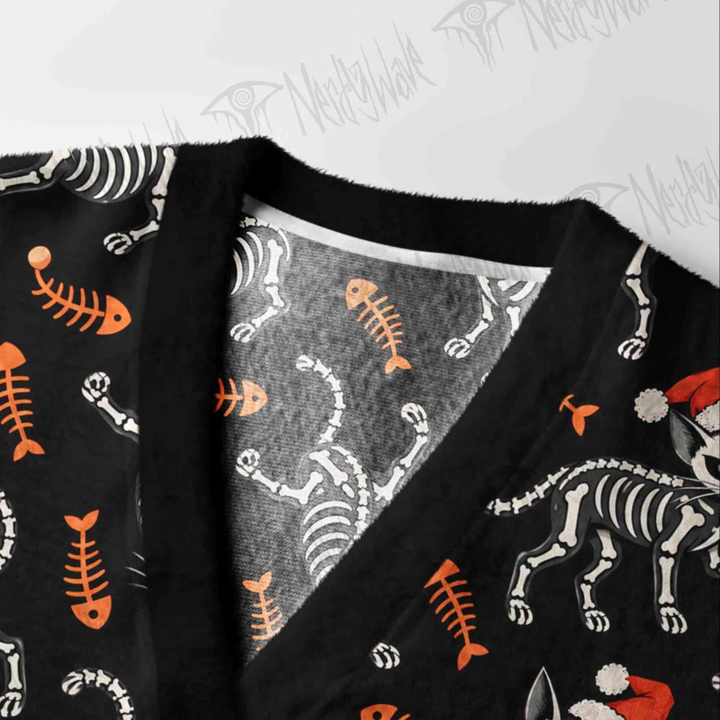 Skeleton Cat Cardigan Sweater