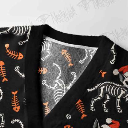 Skeleton Cat Cardigan Sweater