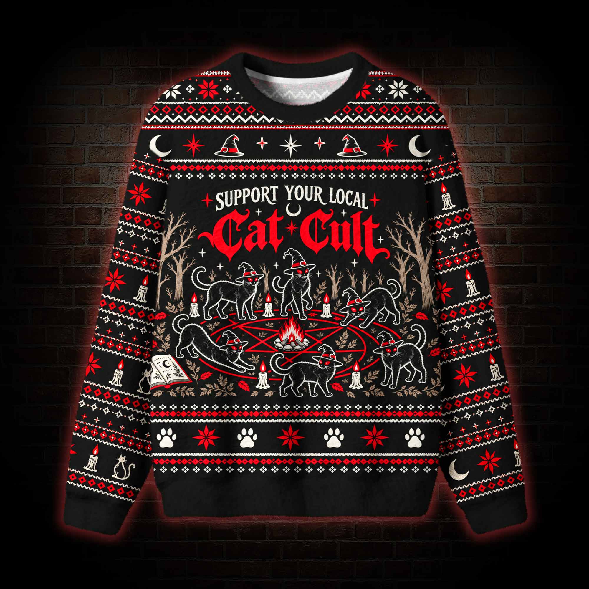 Support Your Local Cat Cult Ugly Sweatshirts