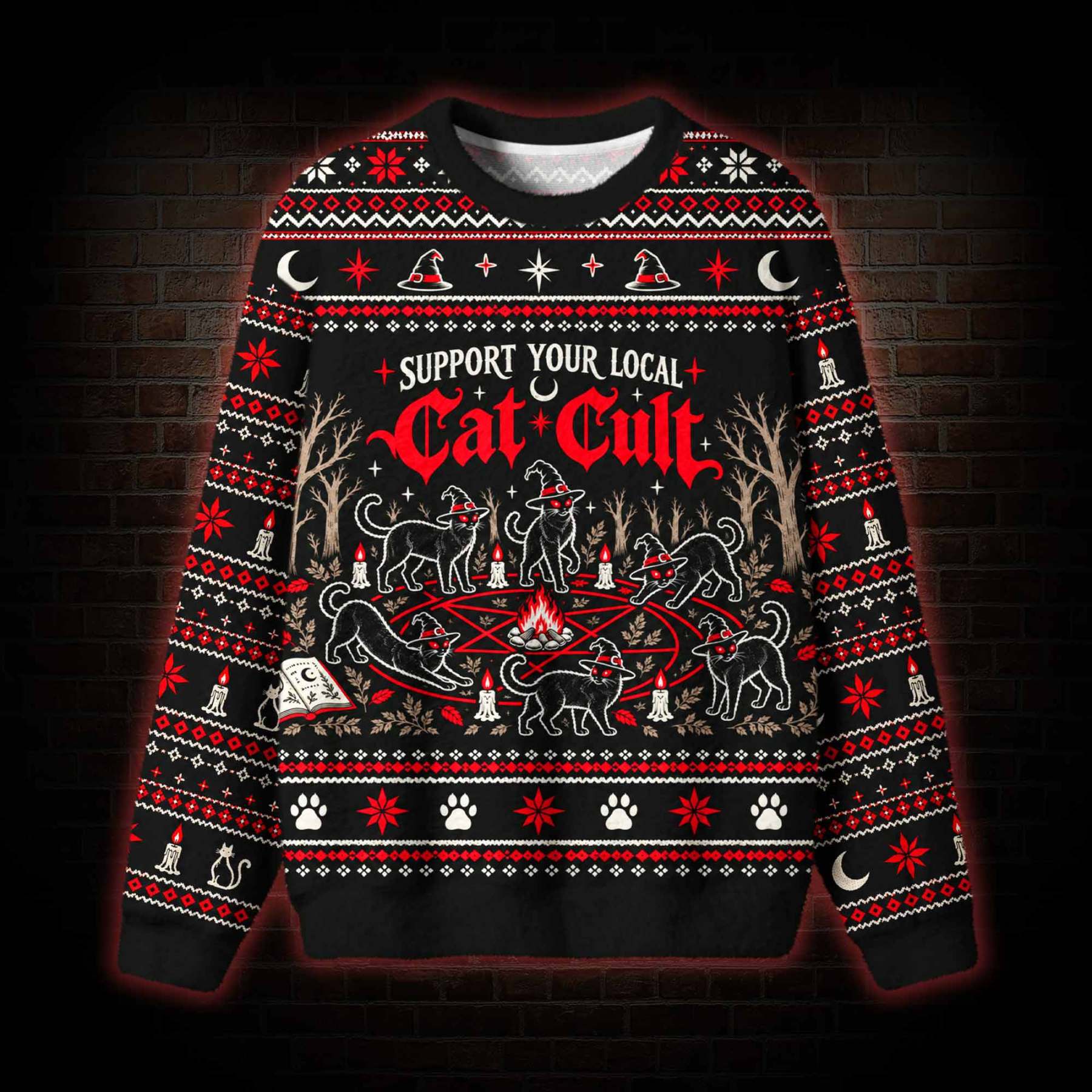 Support Your Local Cat Cult Ugly Sweatshirts