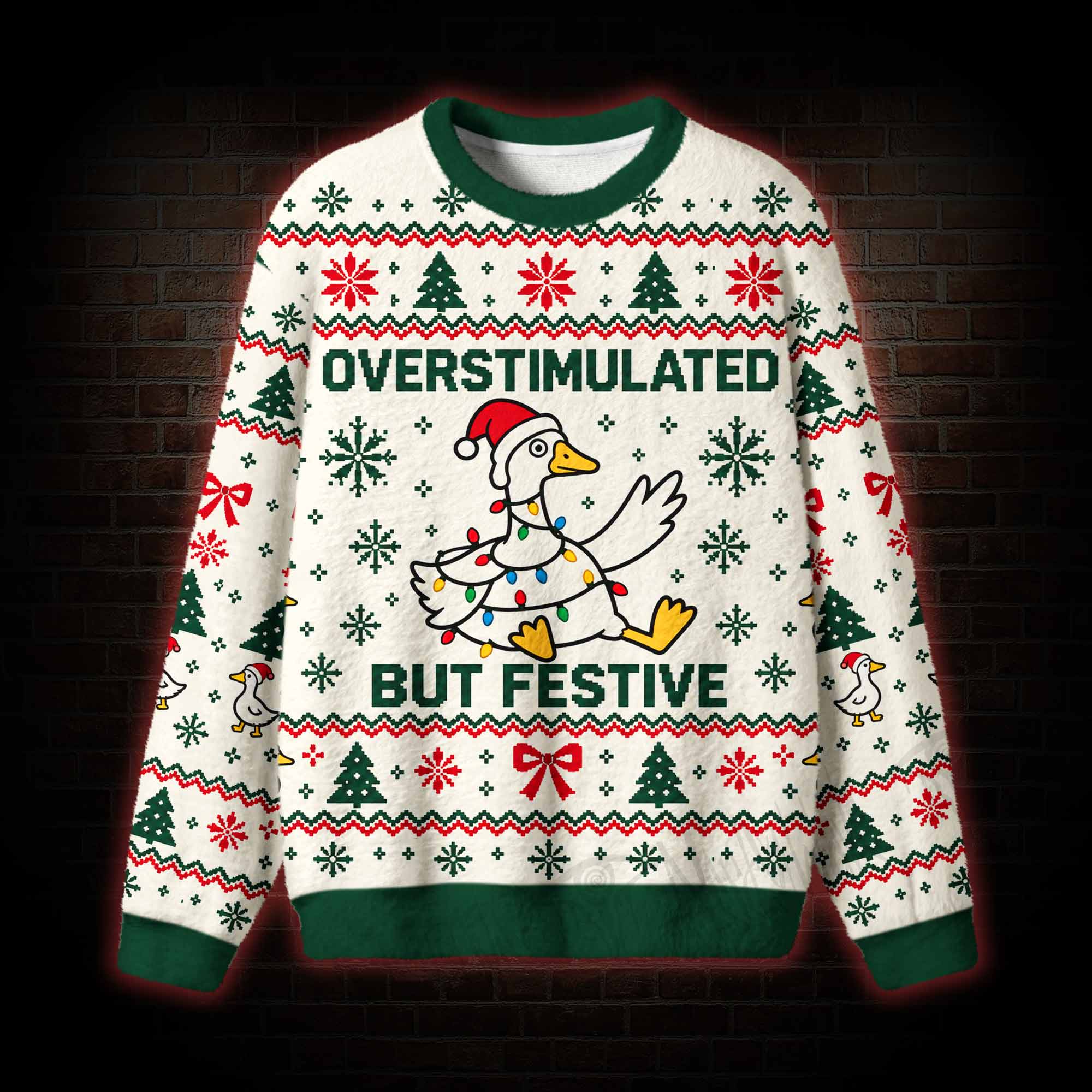 Overstimulated but Festive Ugly Sweatshirts