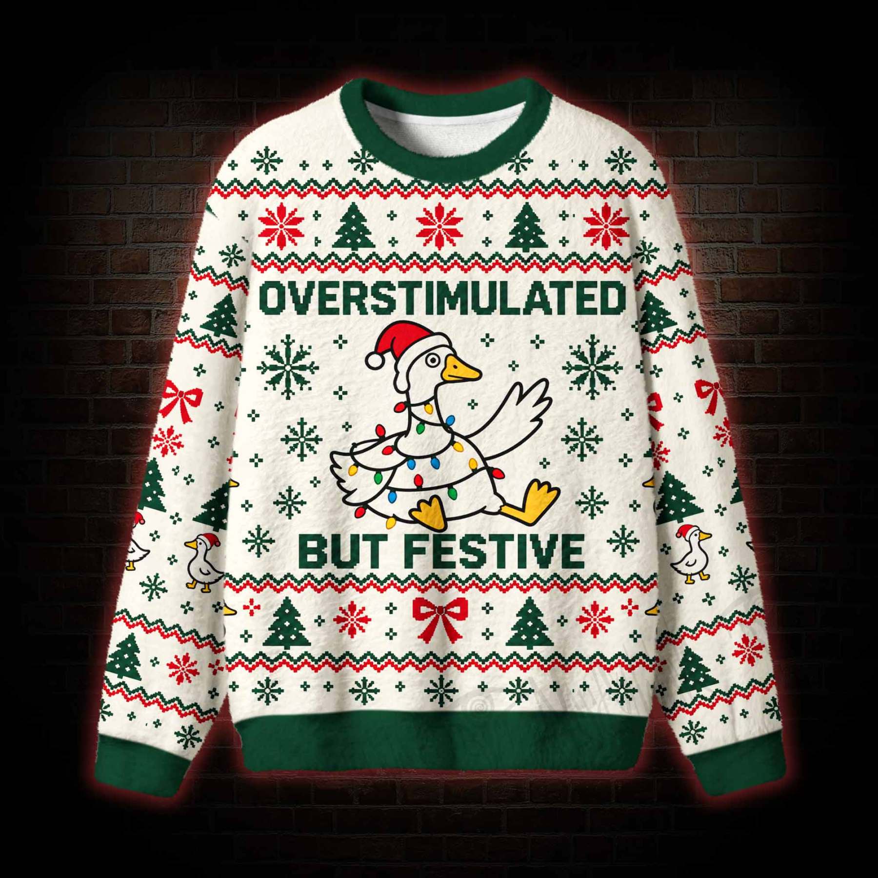 Overstimulated but Festive Ugly Sweatshirts