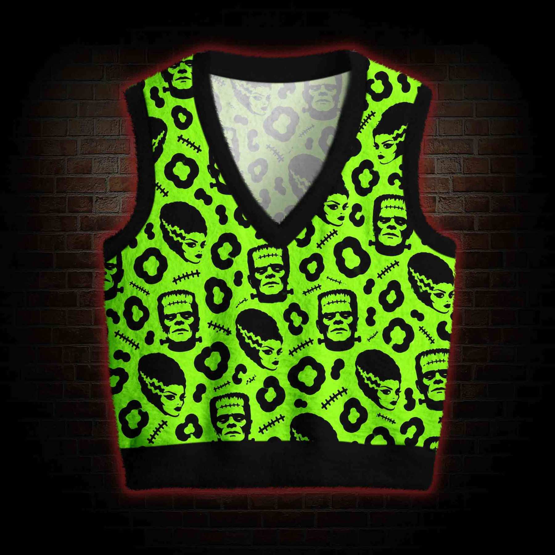 Neon Green Monster Ugly Sweater Vest