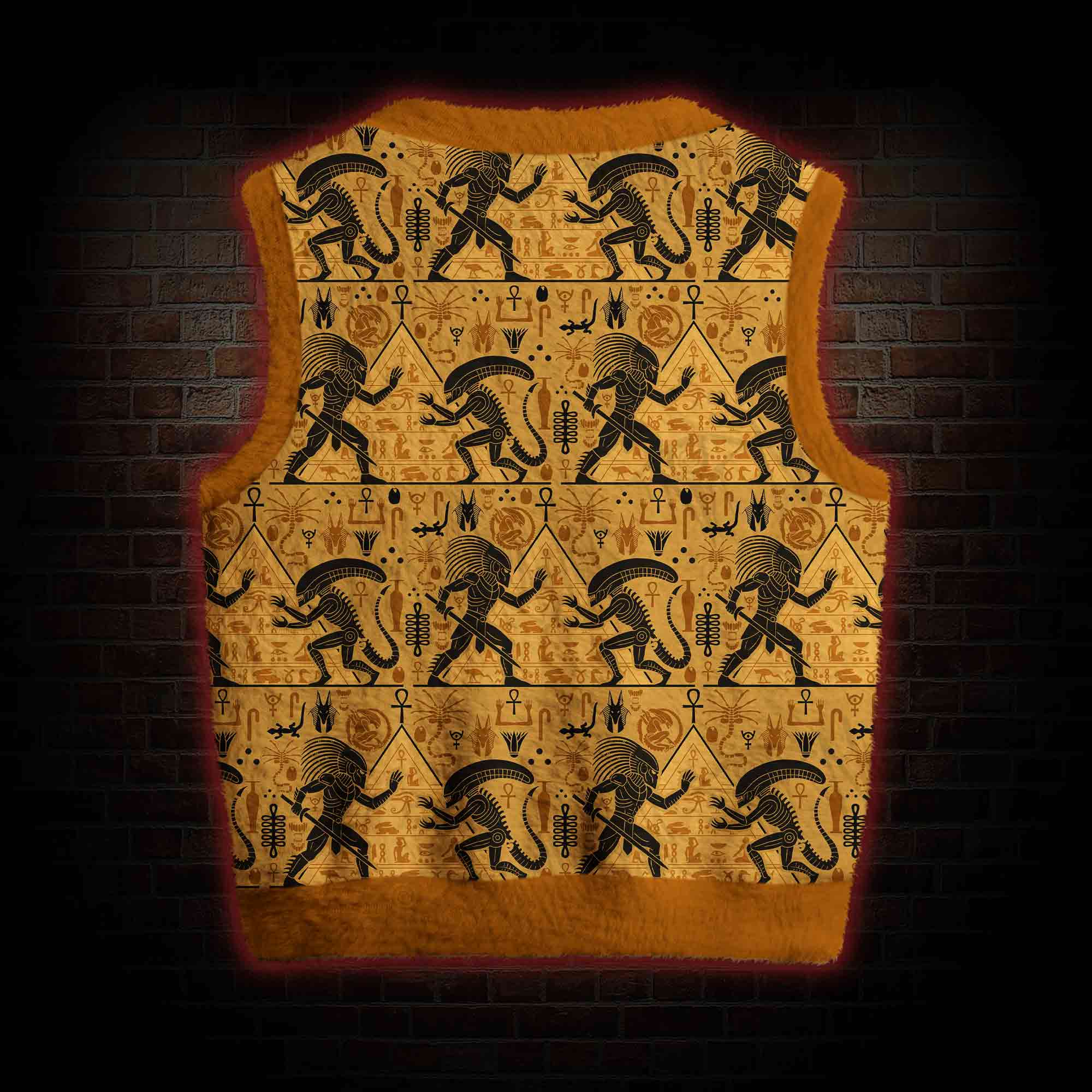 Egyptian Mural Warrior Pyramid Ugly Sweater Vest