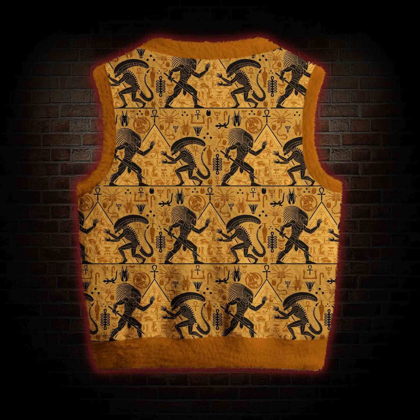 Egyptian Mural Warrior Pyramid Ugly Sweater Vest