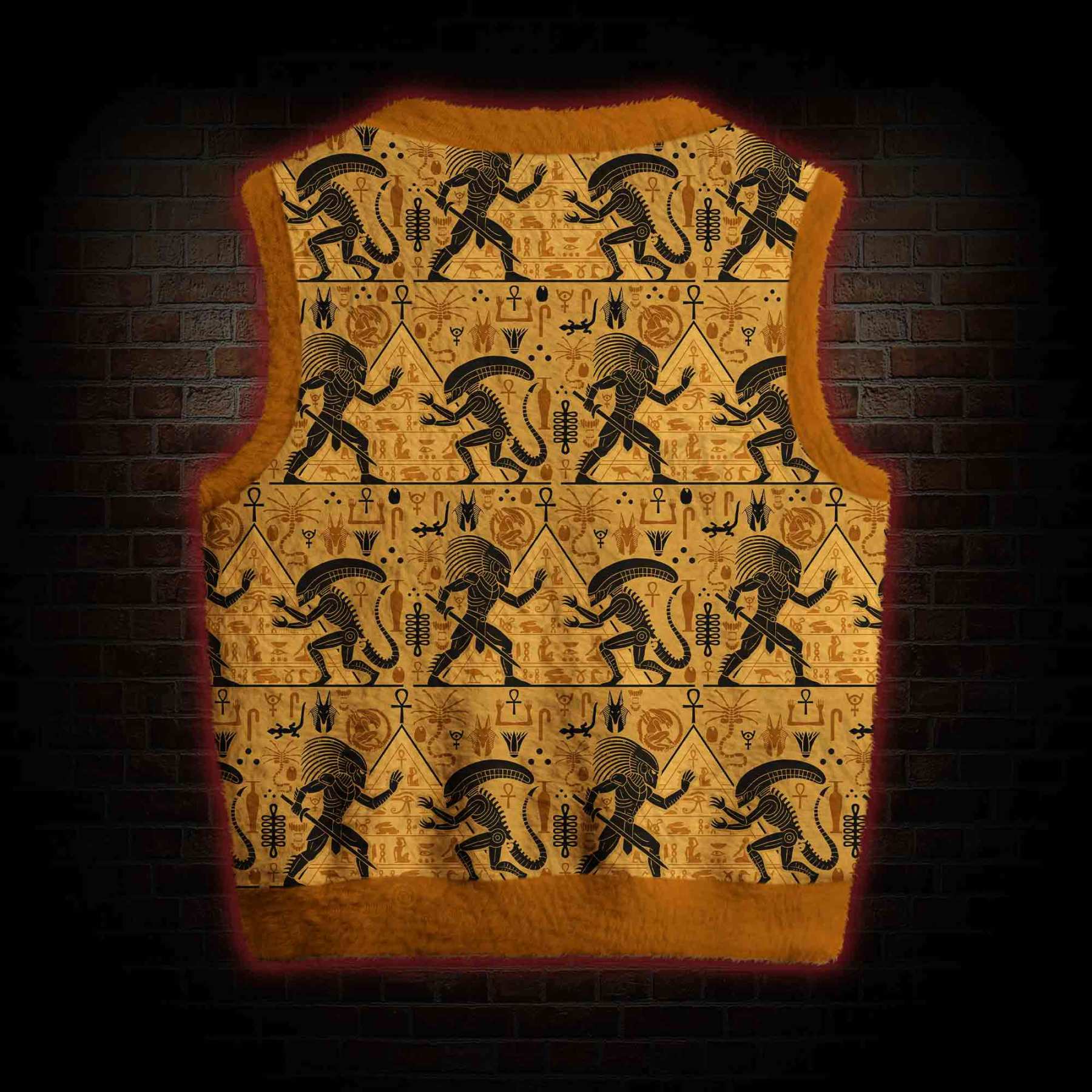 Egyptian Mural Warrior Pyramid Ugly Sweater Vest